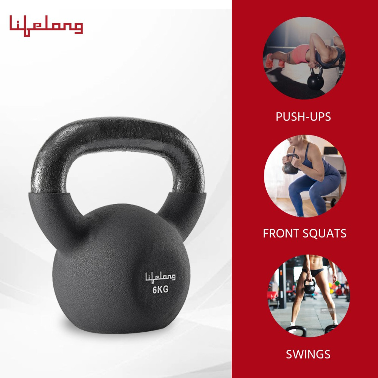 Image of Lifelong Neoprene Cast Iron Kettlebell (Pack of 1 ) Black Kettlebell