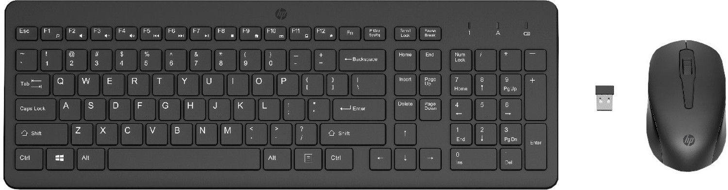 Image of HP 330 Mouse & Keyboard Combo Wireless Standard Desktop Keyboard Compatible with Desktop, Laptop, Mac Numeric Keypad /2.4GHz Wireless Connection /1600 DPI /USB Receiver /LED Indicators