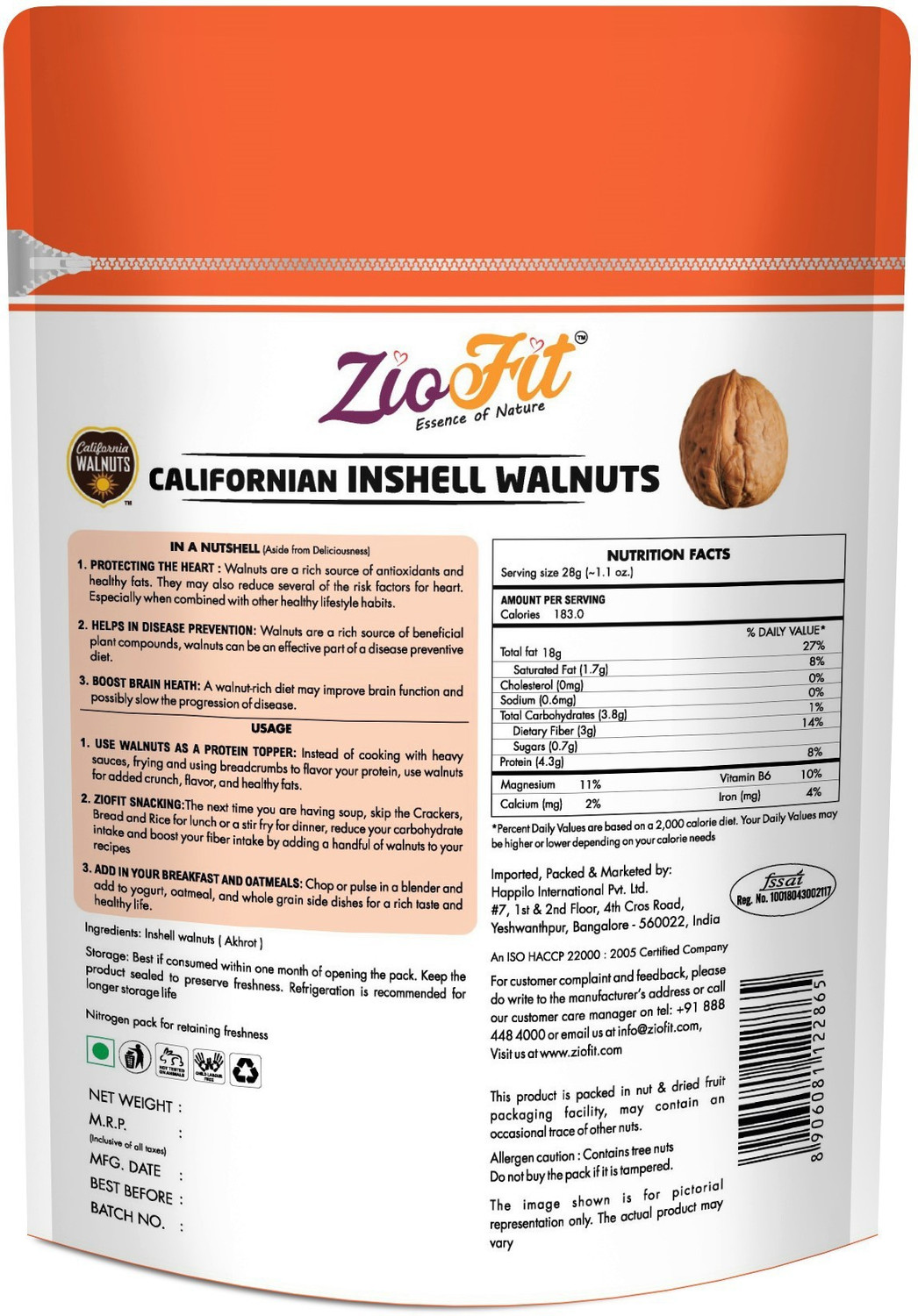 Image of Ziofit Dry Fruits Californian Inshell Walnuts