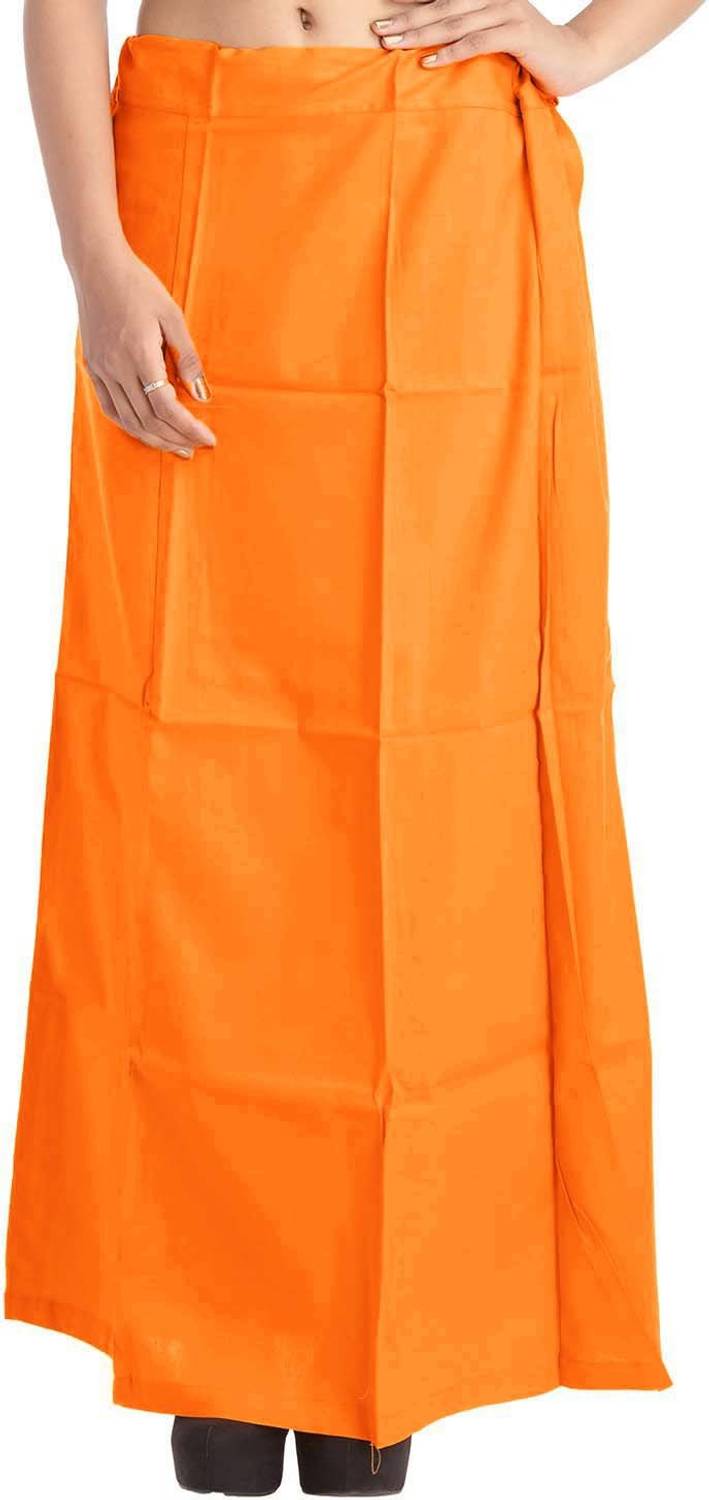 ABNF Cotton Petticoat Saree Bottom Wear Orange Colour For Woman Cotton Blend Petticoat