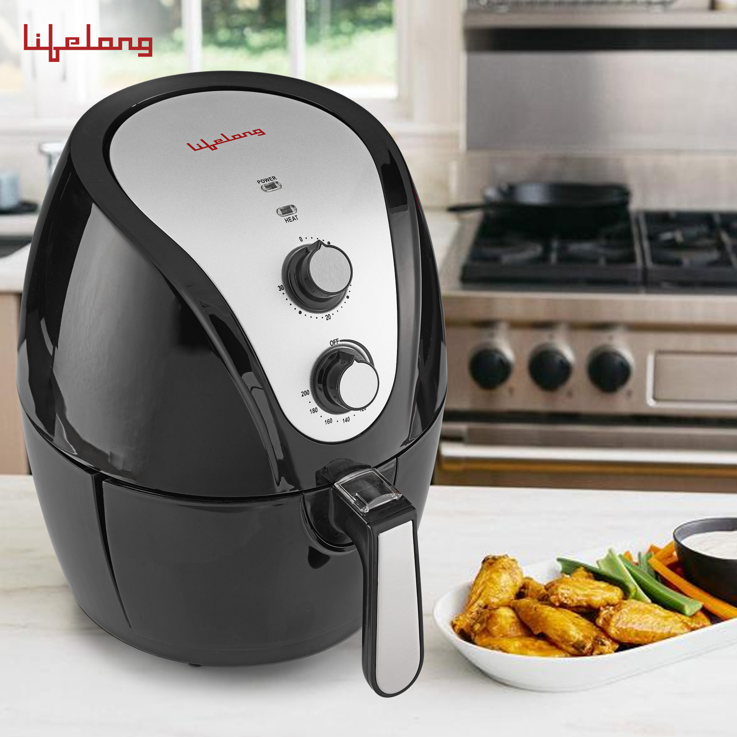 Image of Lifelong LLHF421 1400W with Timer Selection and Fully Adjustable Temperature Control |Fry, Grill, Roast, Reheat, and Bake, Fryo Air Fryer