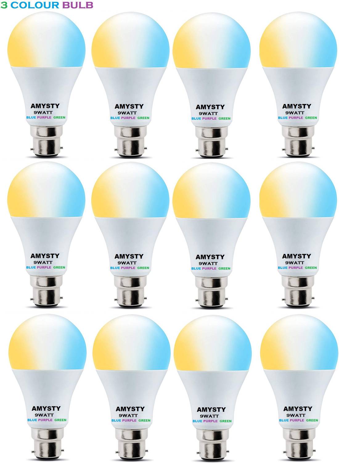 AMYSTY 9 W Basic Round B22 LED Bulb