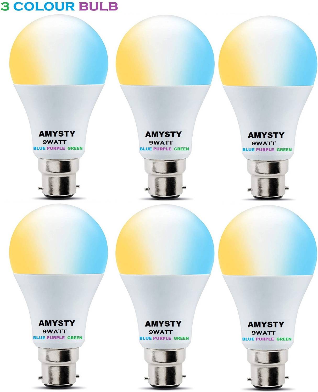 AMYSTY 9 W Basic Round B22 LED Bulb