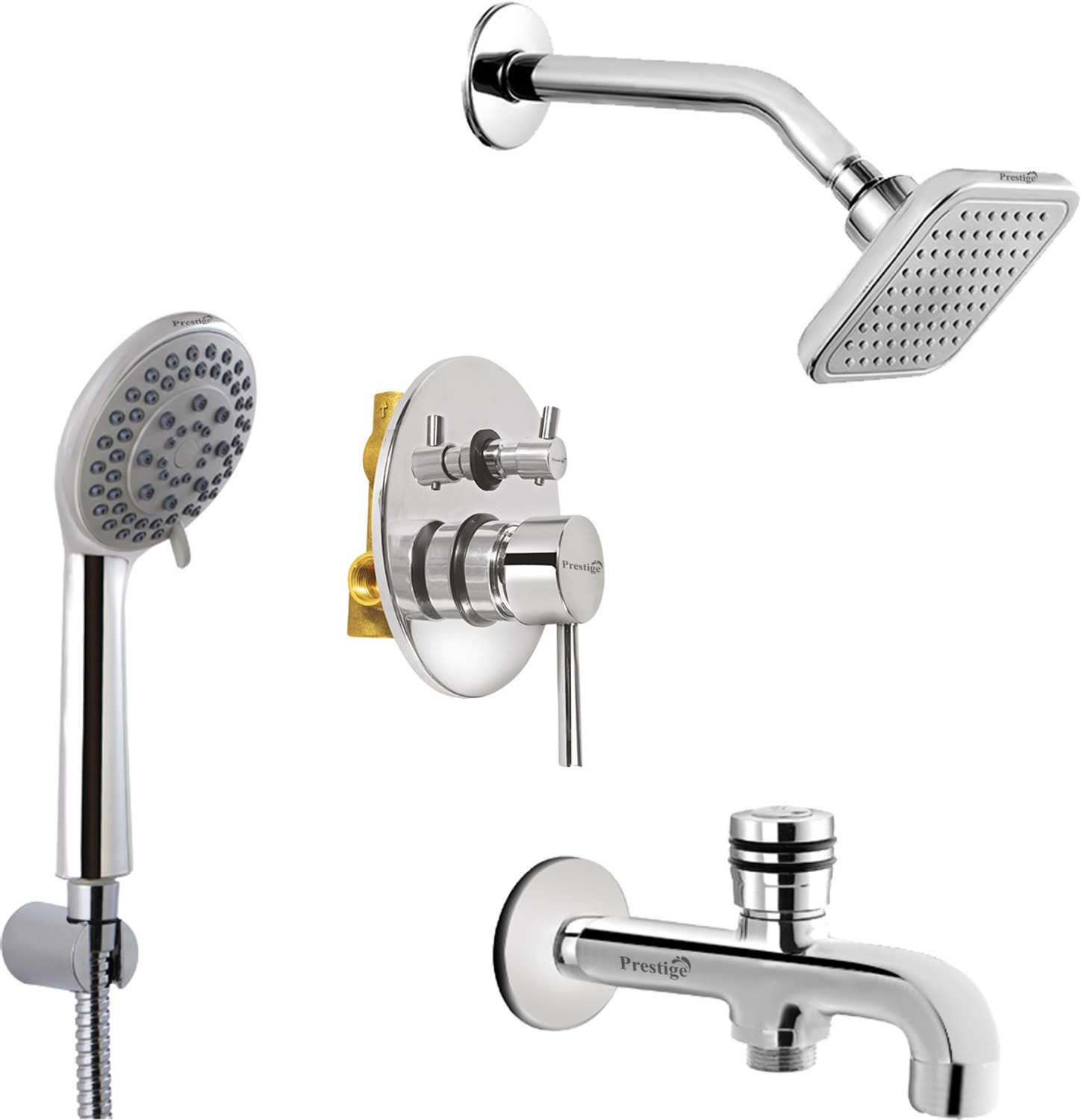 Image of Prestige Flora Divertor with Head Shower And Spout And Hand Shower Set Diverter Faucet