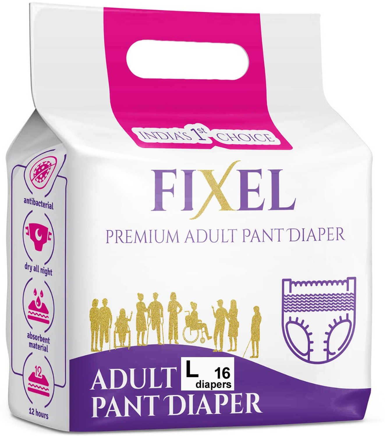 Image of fixel Adult diaper pants for unisex, Large size (75-100 cm / 30-39 inch) Adult Diapers - L