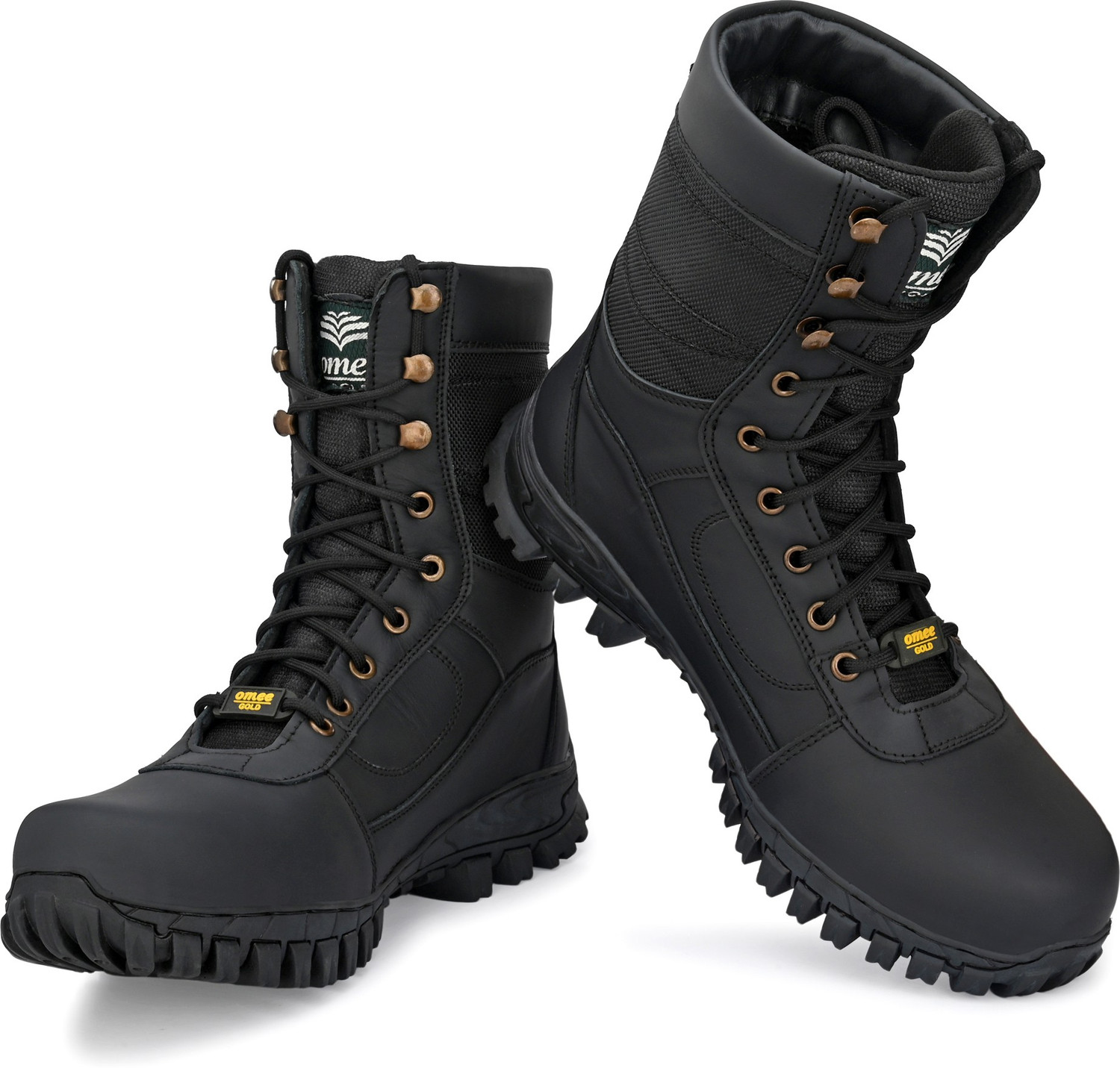 Image of OMEE GOLD Men's Black Leather Tactical Combat NCC /Army /Military Boot Casuals For Men