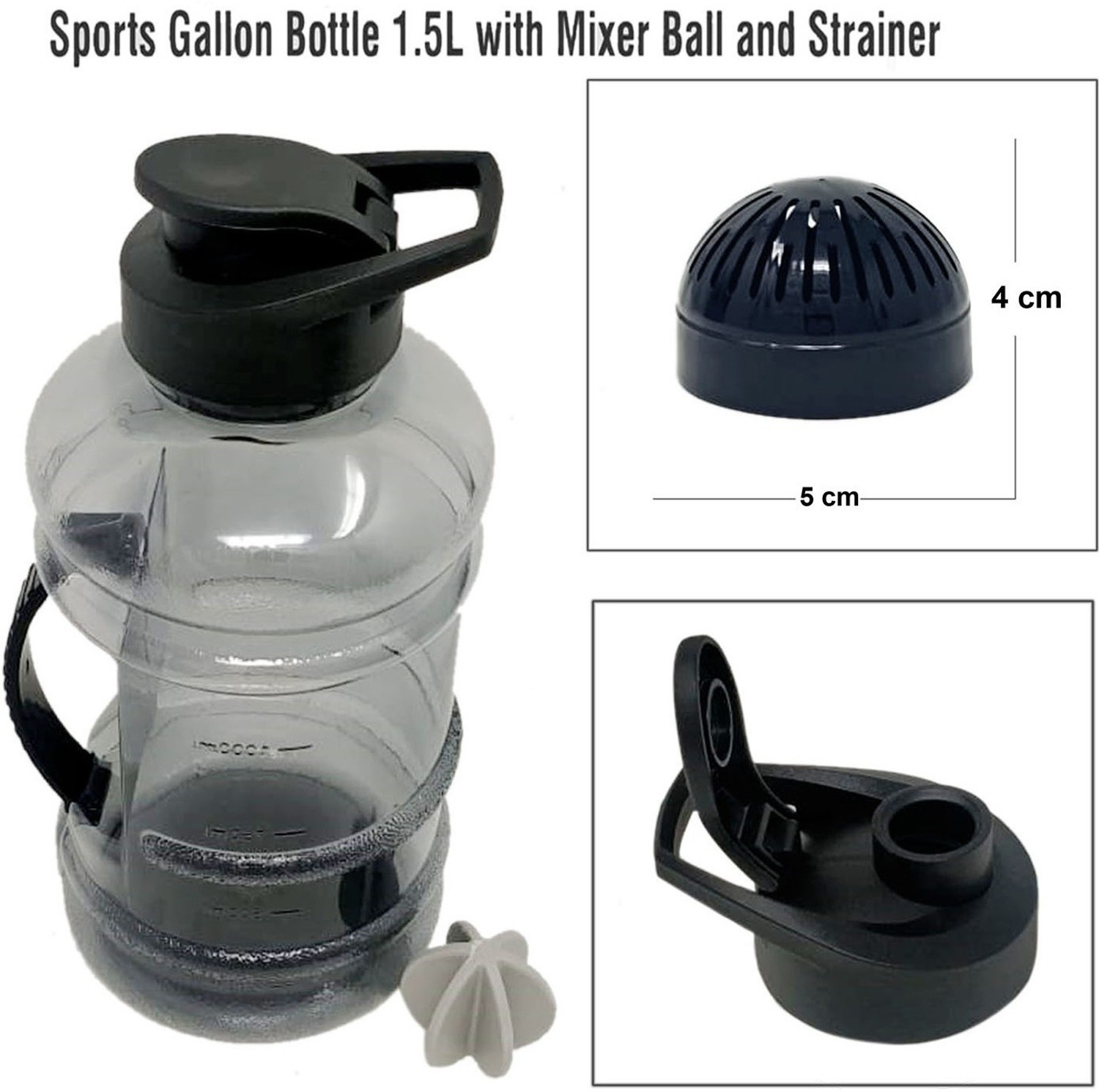 Image of Buffy 1.5 L Bpa Free Gallon Water Bottle, Sports Fitness Bottle 1500 ml 1500 ml Plastic Flask