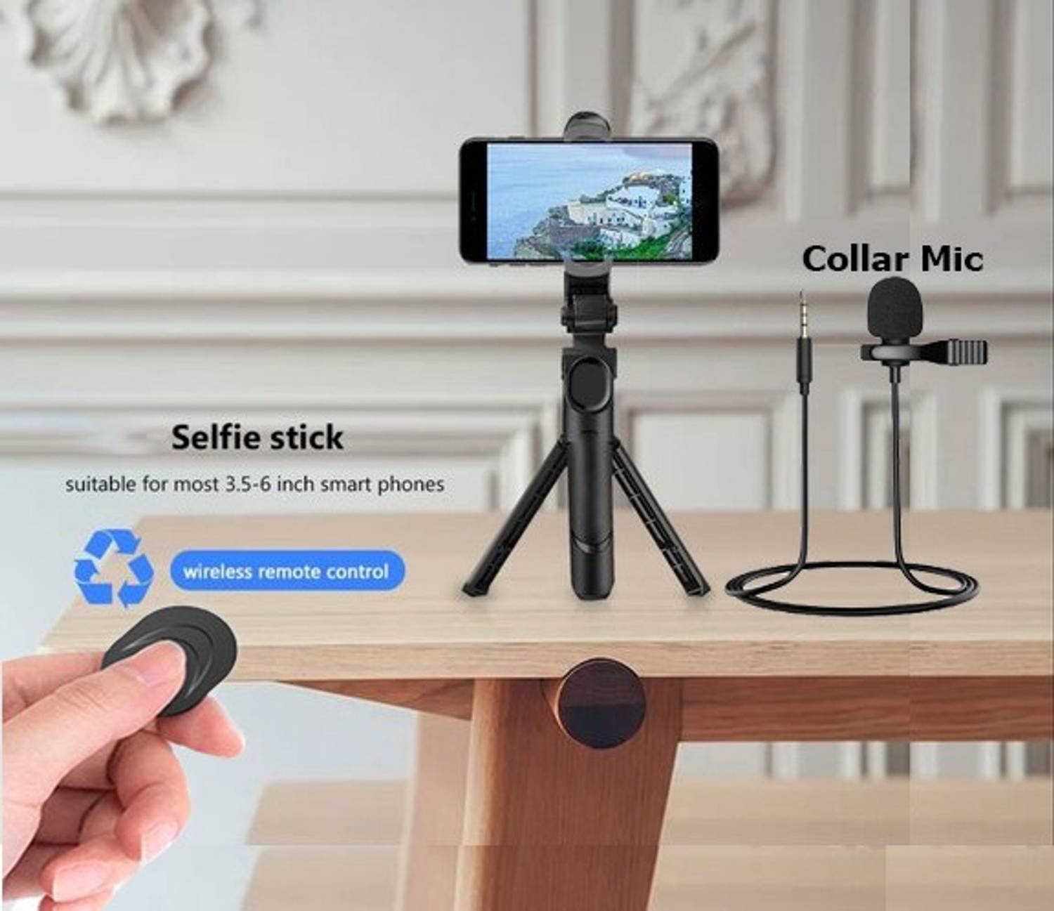 PULTO Mobile Holder Tripod 360 Rotate Bluetooth Selfie Stick Stand+Lavalier microphone Single Gimbal for Mobile