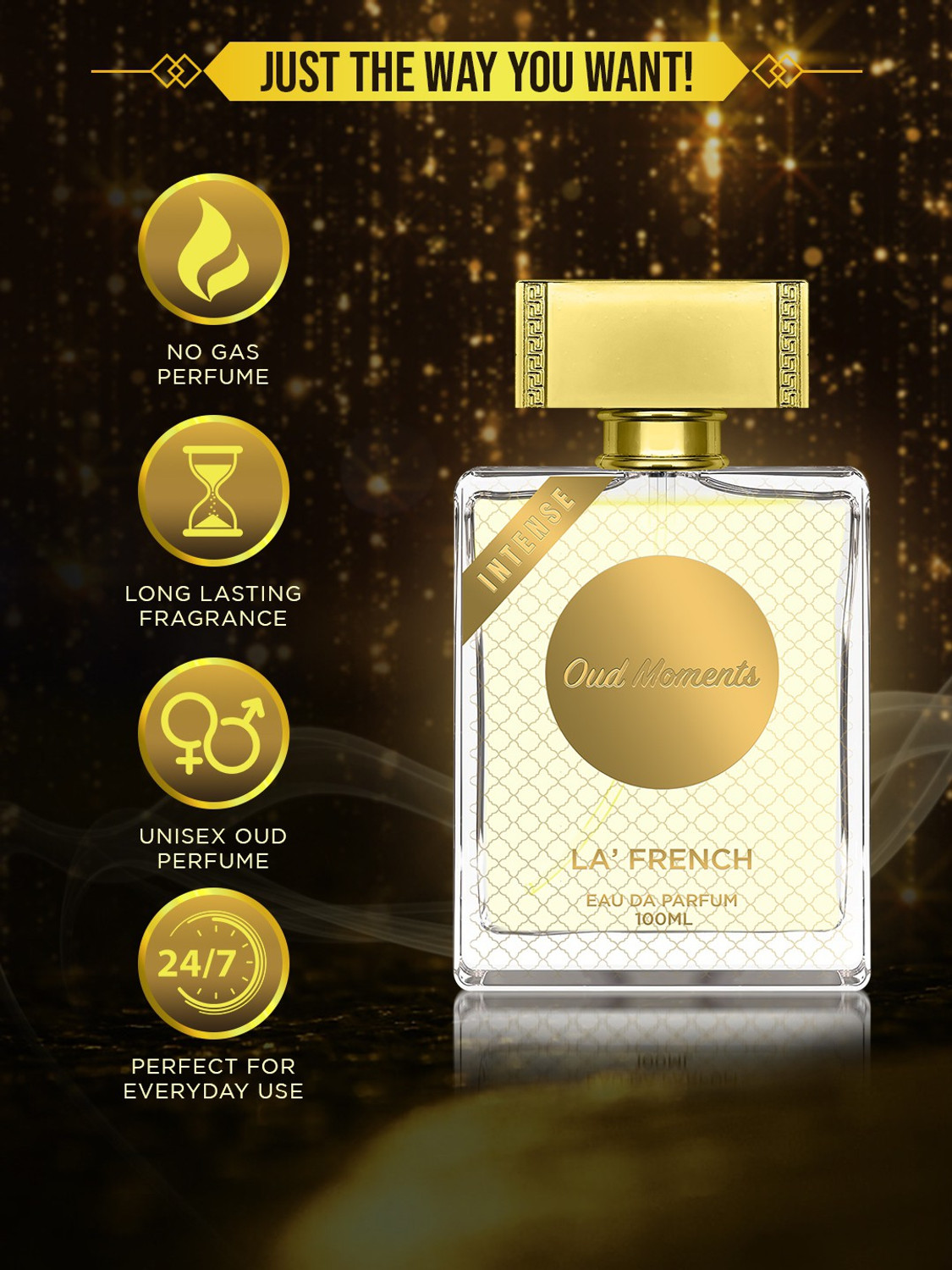 Image of La French Oud Moments Parfum, with Long Lasting Fragrances, 100ml, For- Men and Women Eau de Parfum - 100 ml