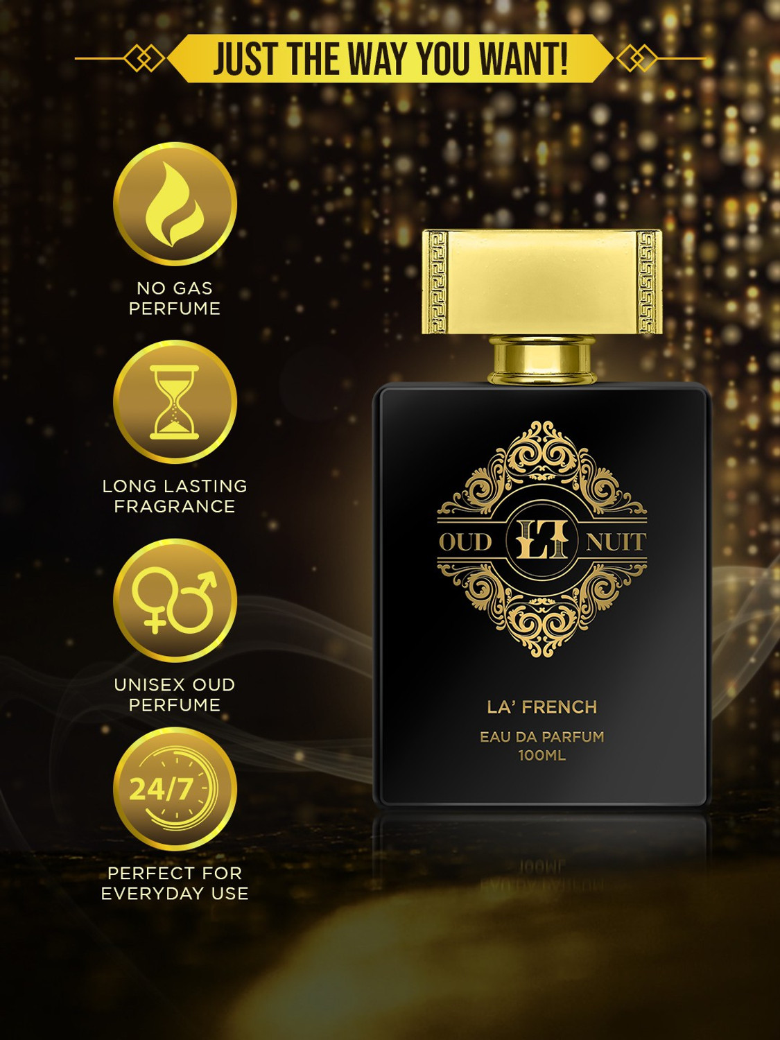 Image of La French Oud Nuit Parfum, with Long Lasting Fragrances, 100ml, For- Men and Women Eau de Parfum - 100 ml (For Men & Women)