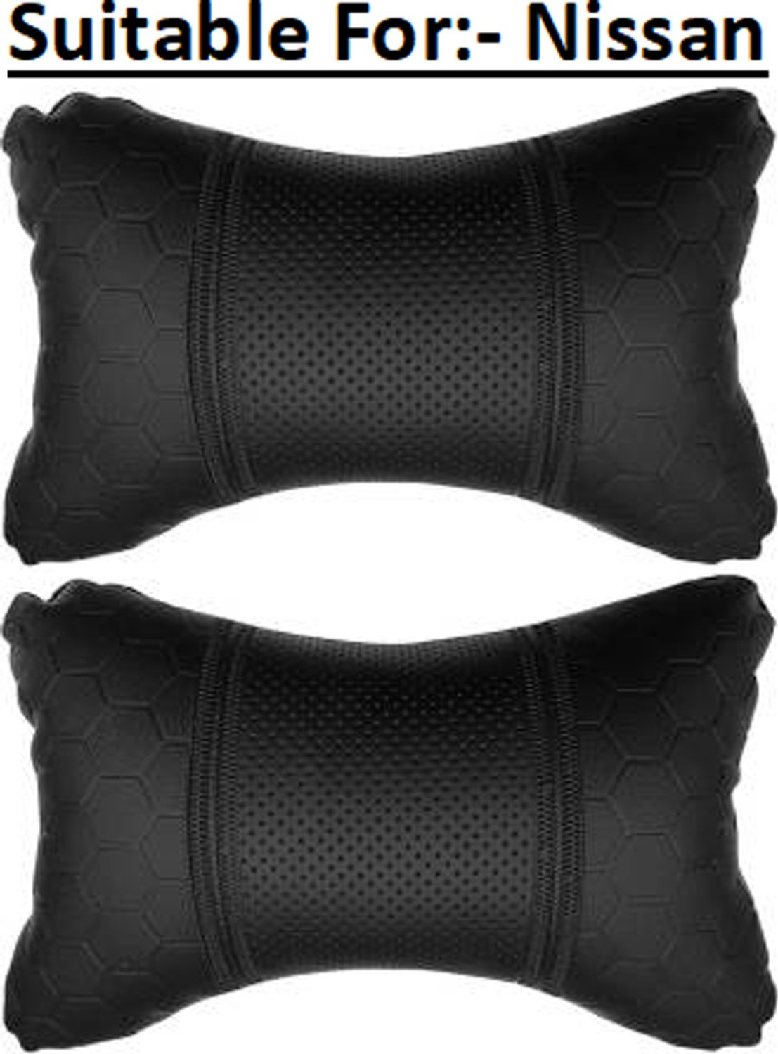Image of RONISH Black Leatherite Car Pillow Cushion for Nissan