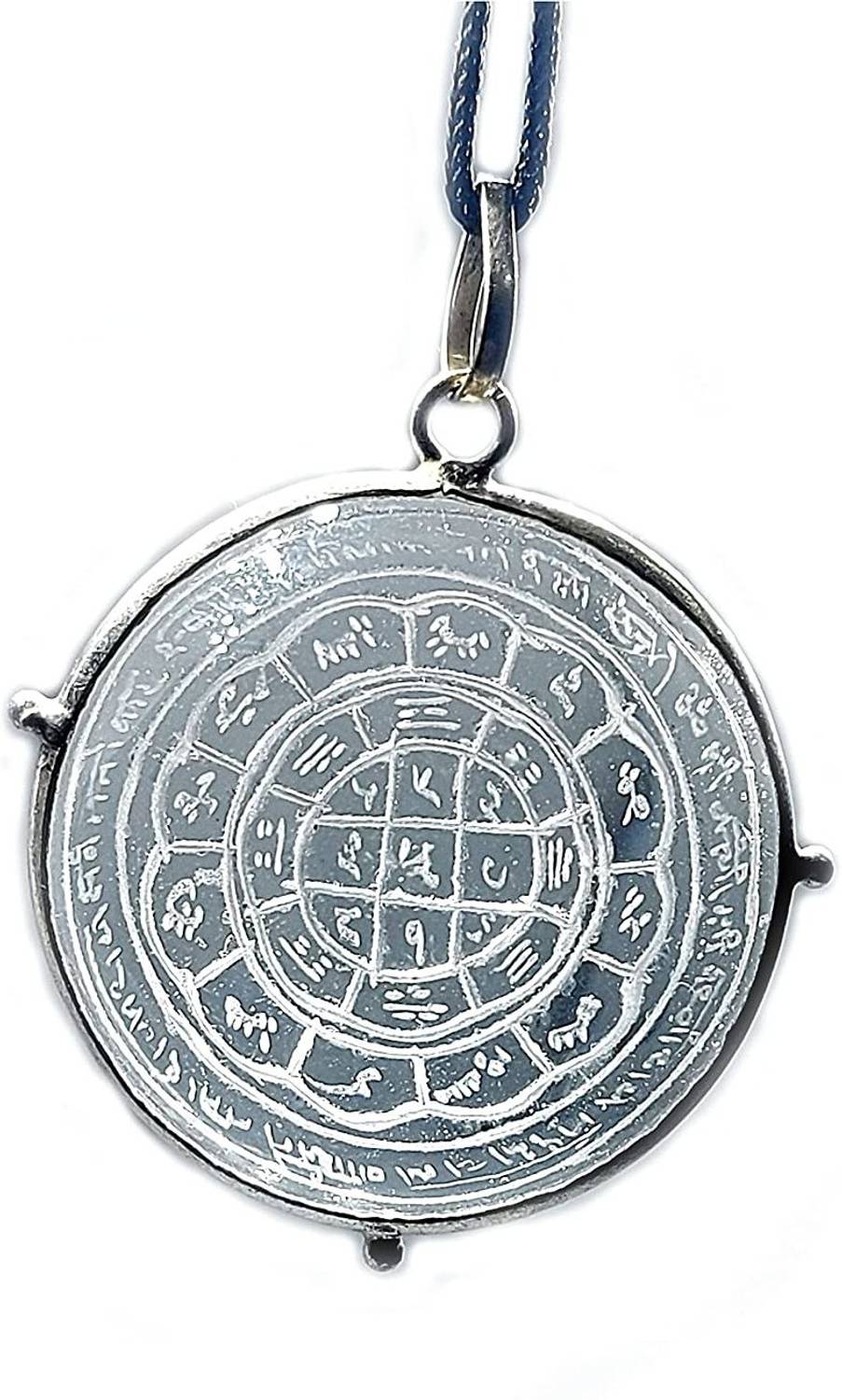 AIR9999 Natural Sphatik Shri Kailash Dhan Rakshayantra Hand Craved Pendant Crystal Metal Pendant