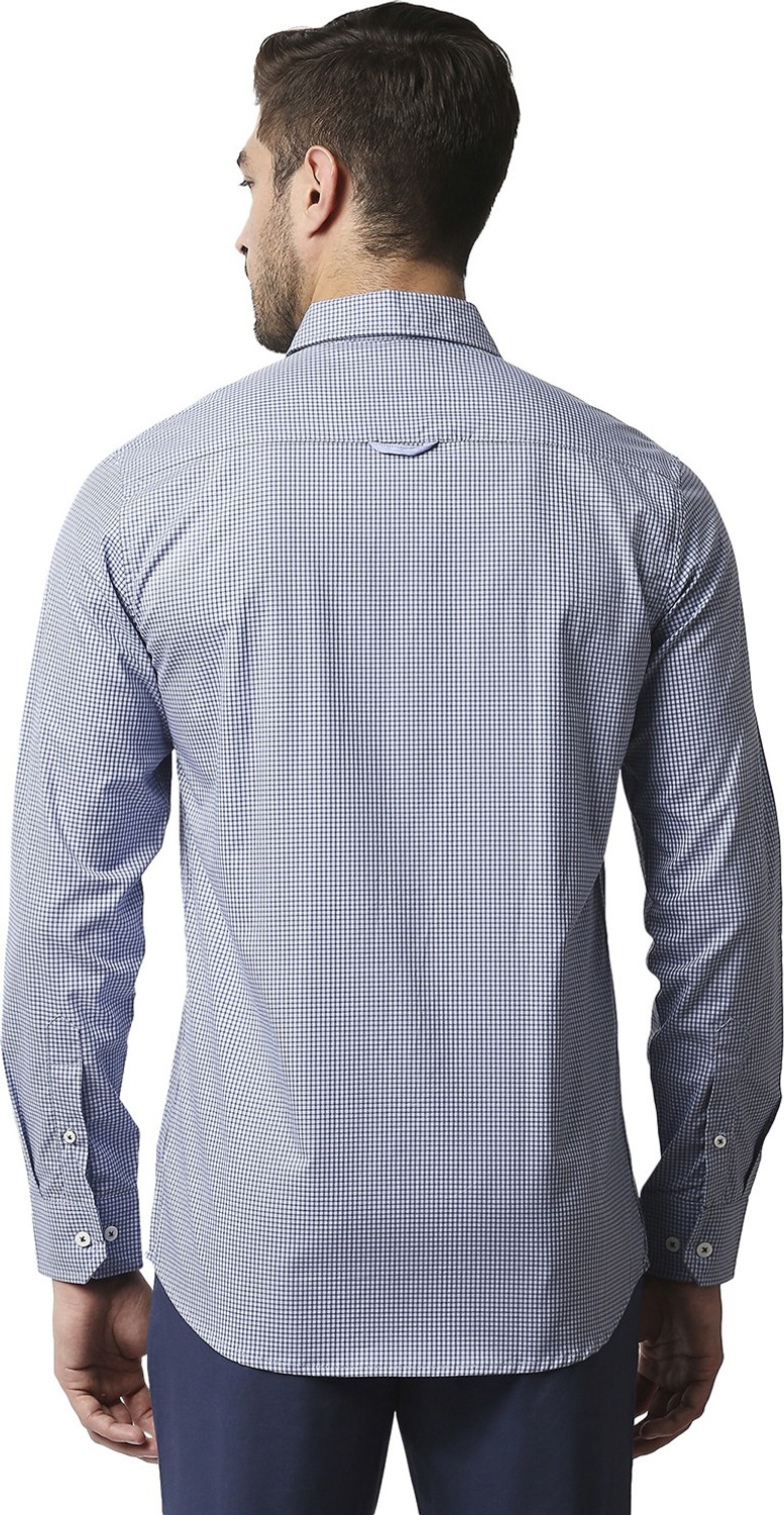 Image of THOMAS SCOTT Men Checkered Casual Blue Shirt
