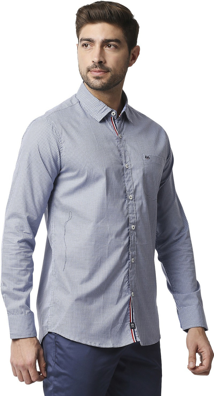 Image of THOMAS SCOTT Men Checkered Casual Blue Shirt