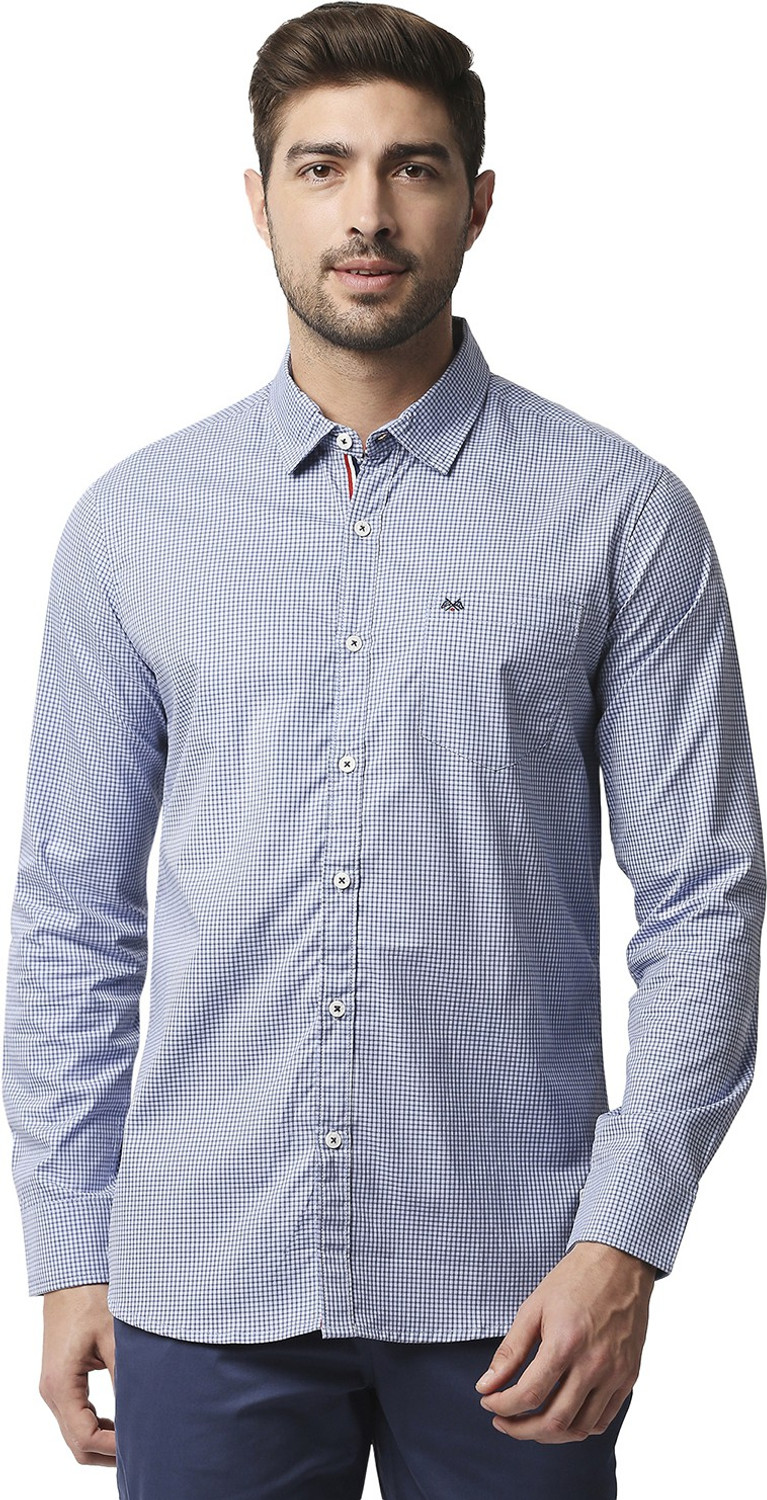 Image of THOMAS SCOTT Men Checkered Casual Blue Shirt