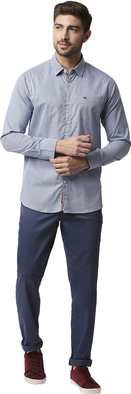 Image of THOMAS SCOTT Men Checkered Casual Blue Shirt