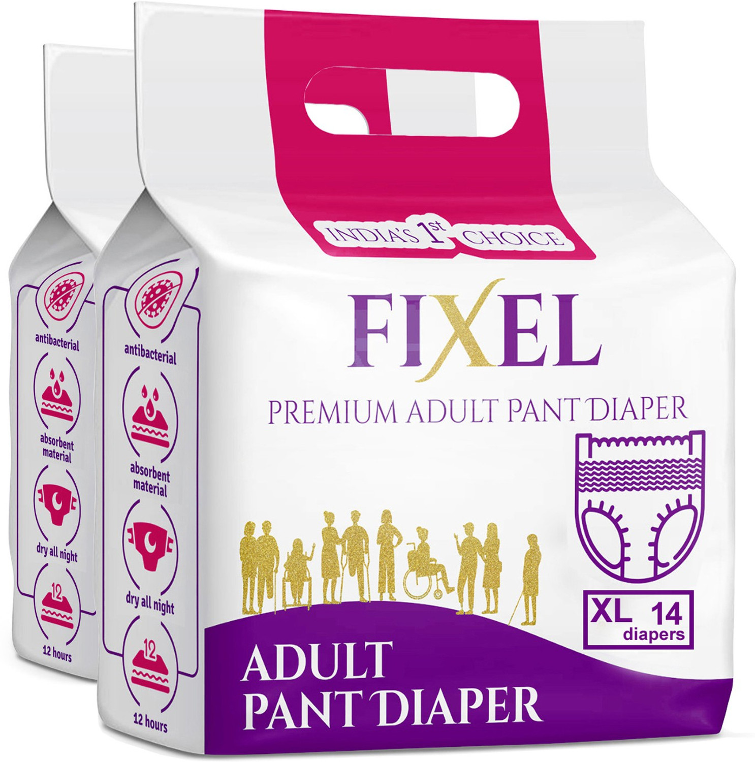 Image of fixel Adult diaper pants for unisex, XL size (120-170 cm) Adult Diapers - XL
