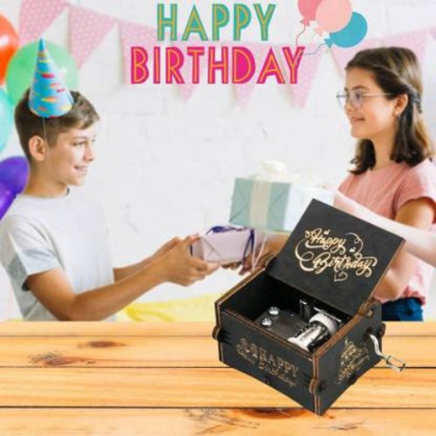 Image of brotherz wooden music box happy birthday instrument