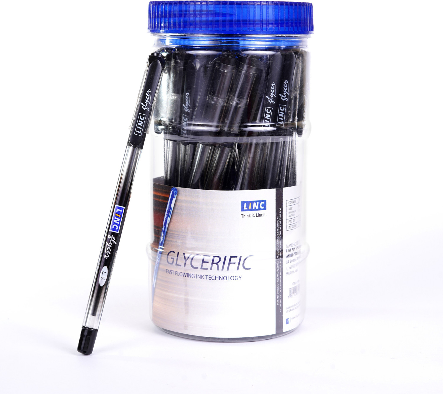 Image of Linc Glycer 0.7mm Ball Pen Jar | Fast Flowing Ink & Soft Rubber Grip | Smooth Writing Ball Pen