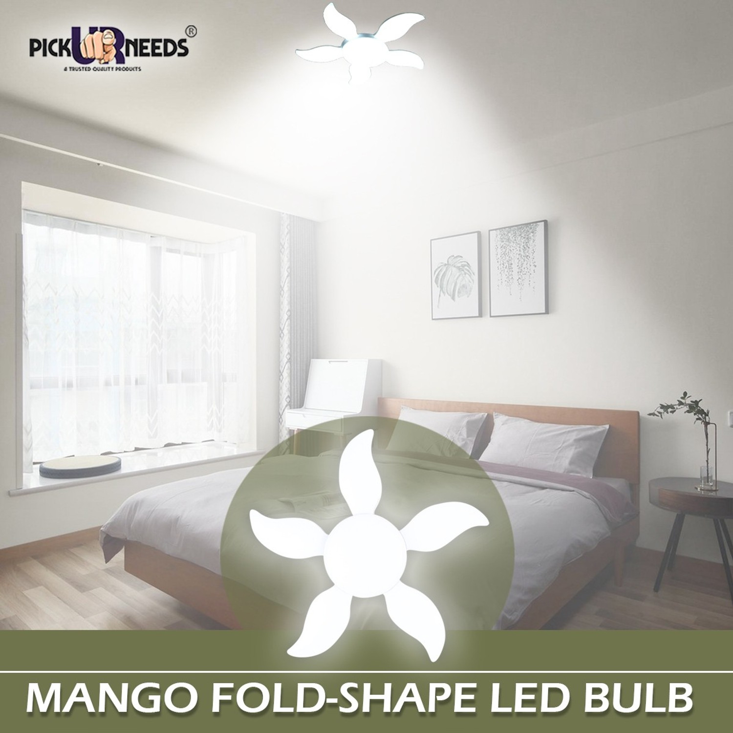 Image of Pick Ur Needs Foldable Light Fan Led Blade Bulb Super Bright Angle Adjustable Home Ceiling Pendant Lamp Ceiling Lamp