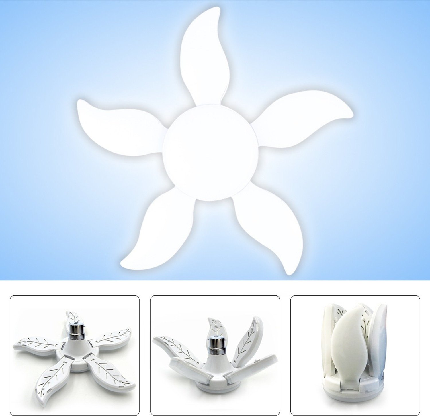Image of Pick Ur Needs Foldable Light Fan Led Blade Bulb Super Bright Angle Adjustable Home Ceiling Pendant Lamp Ceiling Lamp