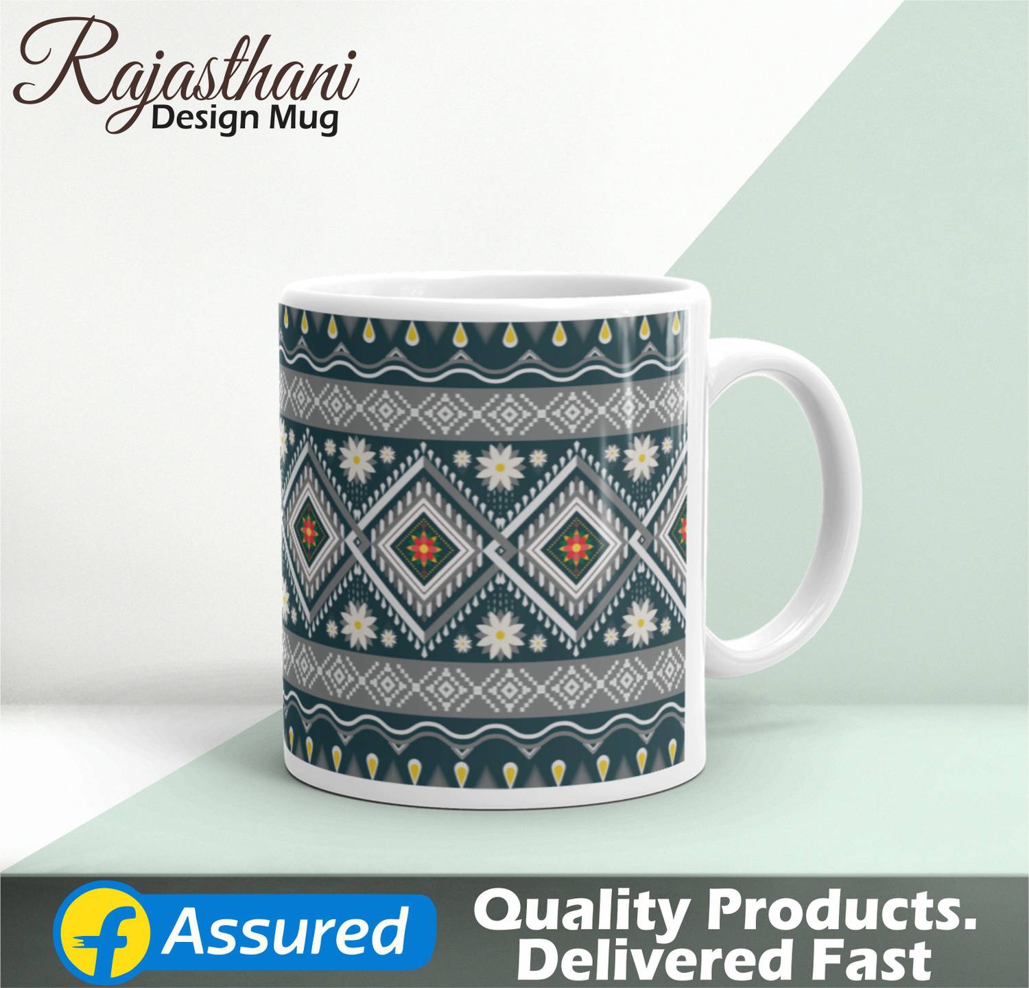 Artgenics Rajasthani Design 02 Ceramic Coffee 325ml. Ceramic Coffee Mug