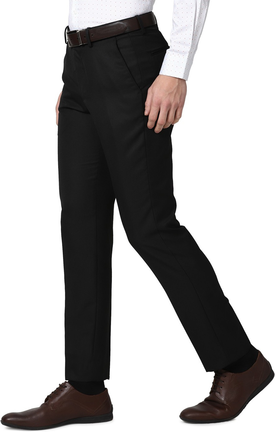 Image of PETER ENGLAND Slim Fit Men Black Trousers