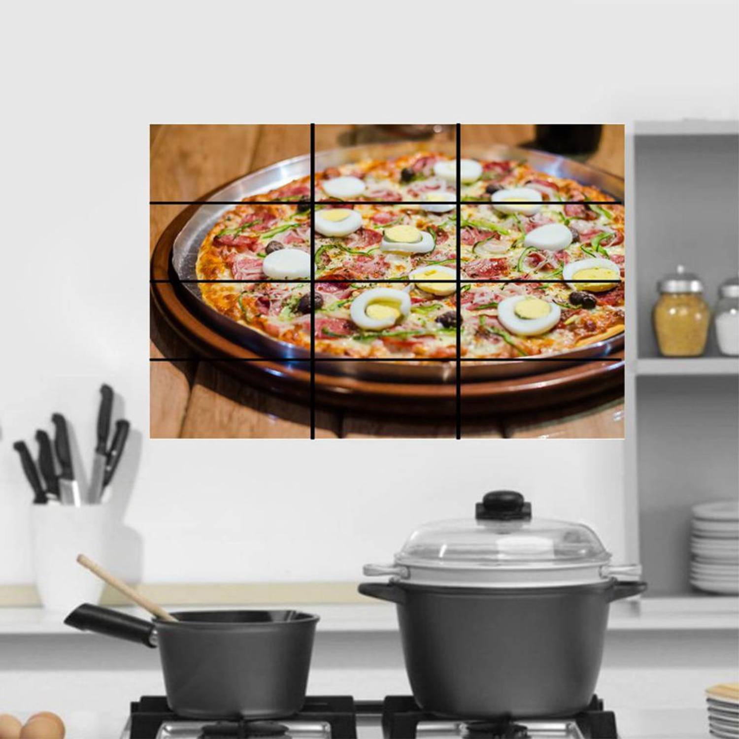 Ainan Decor 50 cm 'Pizza' Oil & Water Proof Temperature Resistant Kitchen Sticker Self Adhesive Sticker