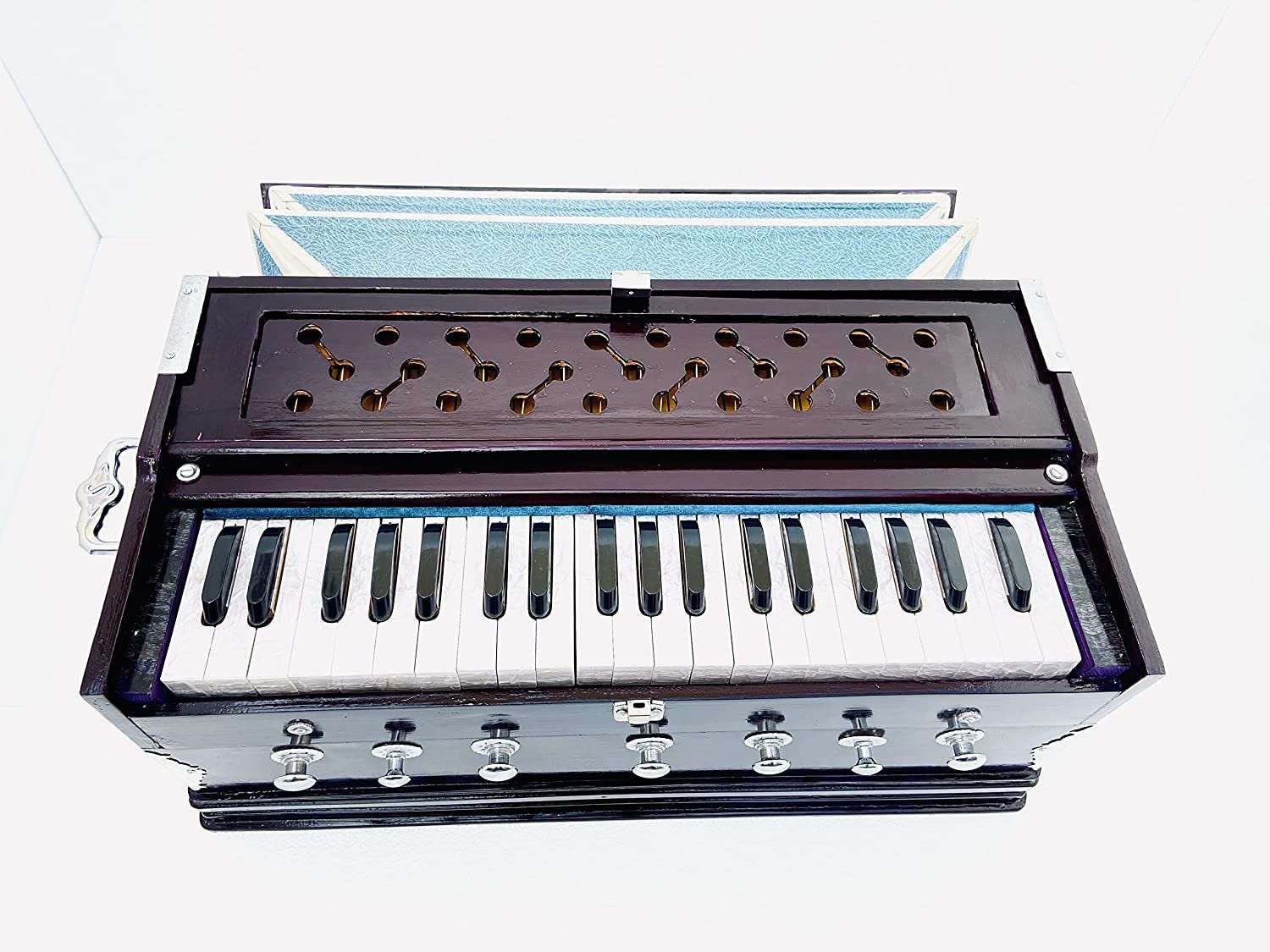 Image of BestBrother Hand Pumped Harmonium With Carry Bag (Two Fold Bellow, Male Reed) Bass Reed & Male Reed Double Fold Bellow & 39 Keys, 7 Stopper 3.2 Octave 3.2 Octave Hand Pumped Harmonium
