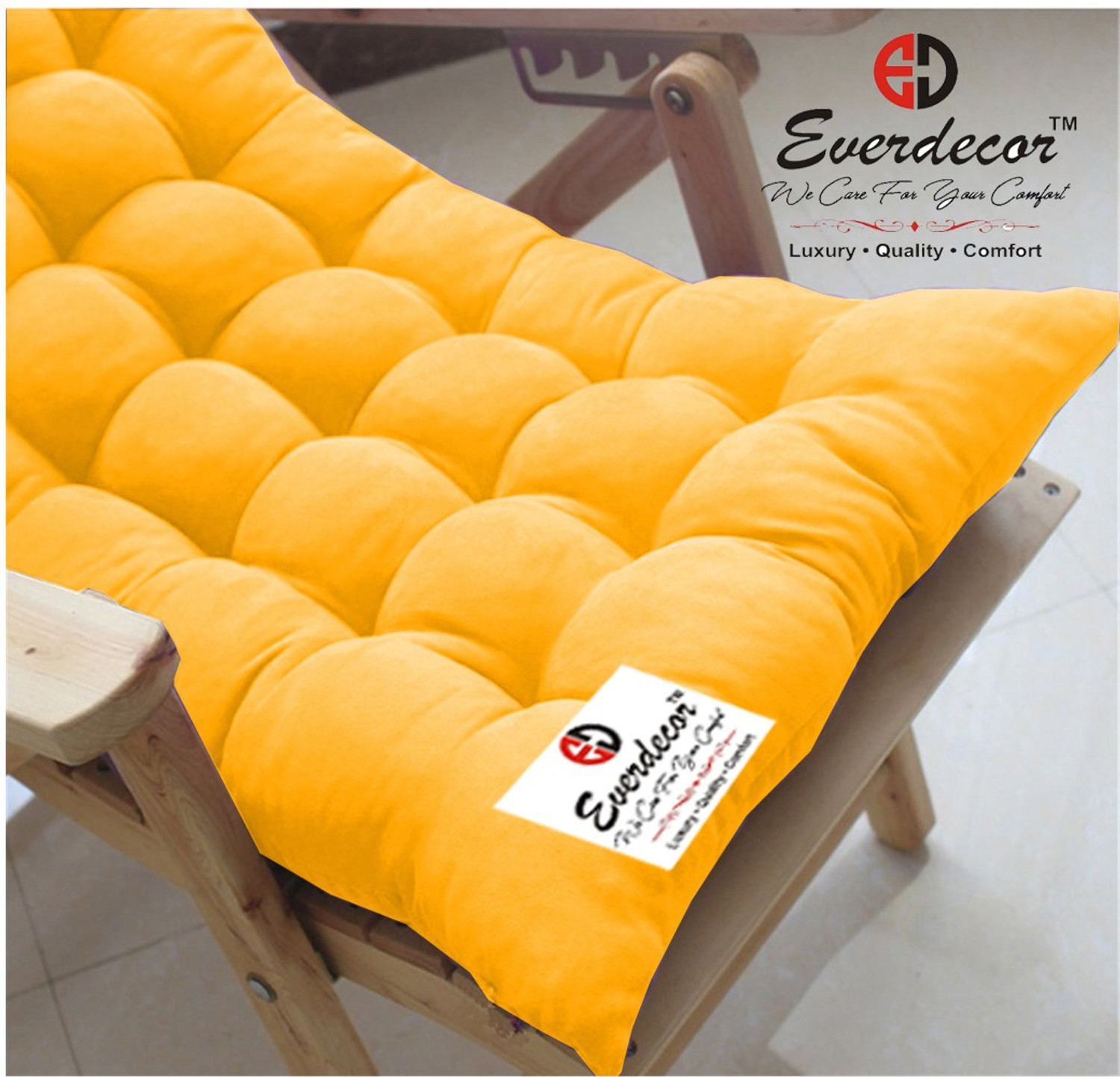 Image of EVERDECOR Polyester Fibre Chair Pad Pack of 1 Solid Rocking Chairpad Cushion