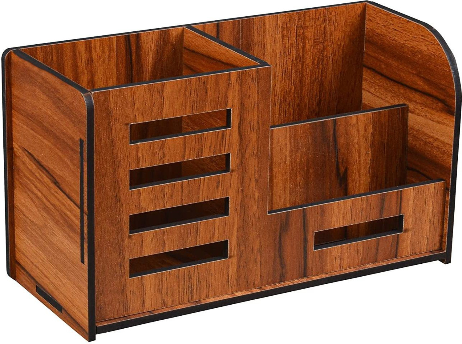 Image of YOGI SELLING 3 Compartments Wooden Pen & Pencil Stand With Visiting Card & Mobile Holder For Desk organizers Wooden Holder Stand For Table Accessories Pen / Pencil / Mobile / Visiting Card