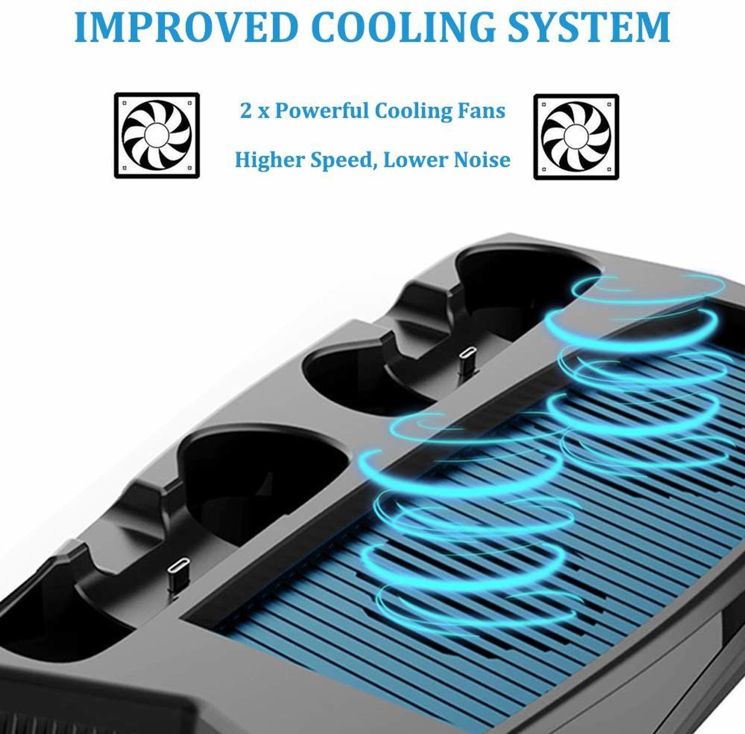 Image of Etzin Charging Stand with Cooling Fan for PS5 Ultra HD Console and PS5 Digital Edition Charging Station