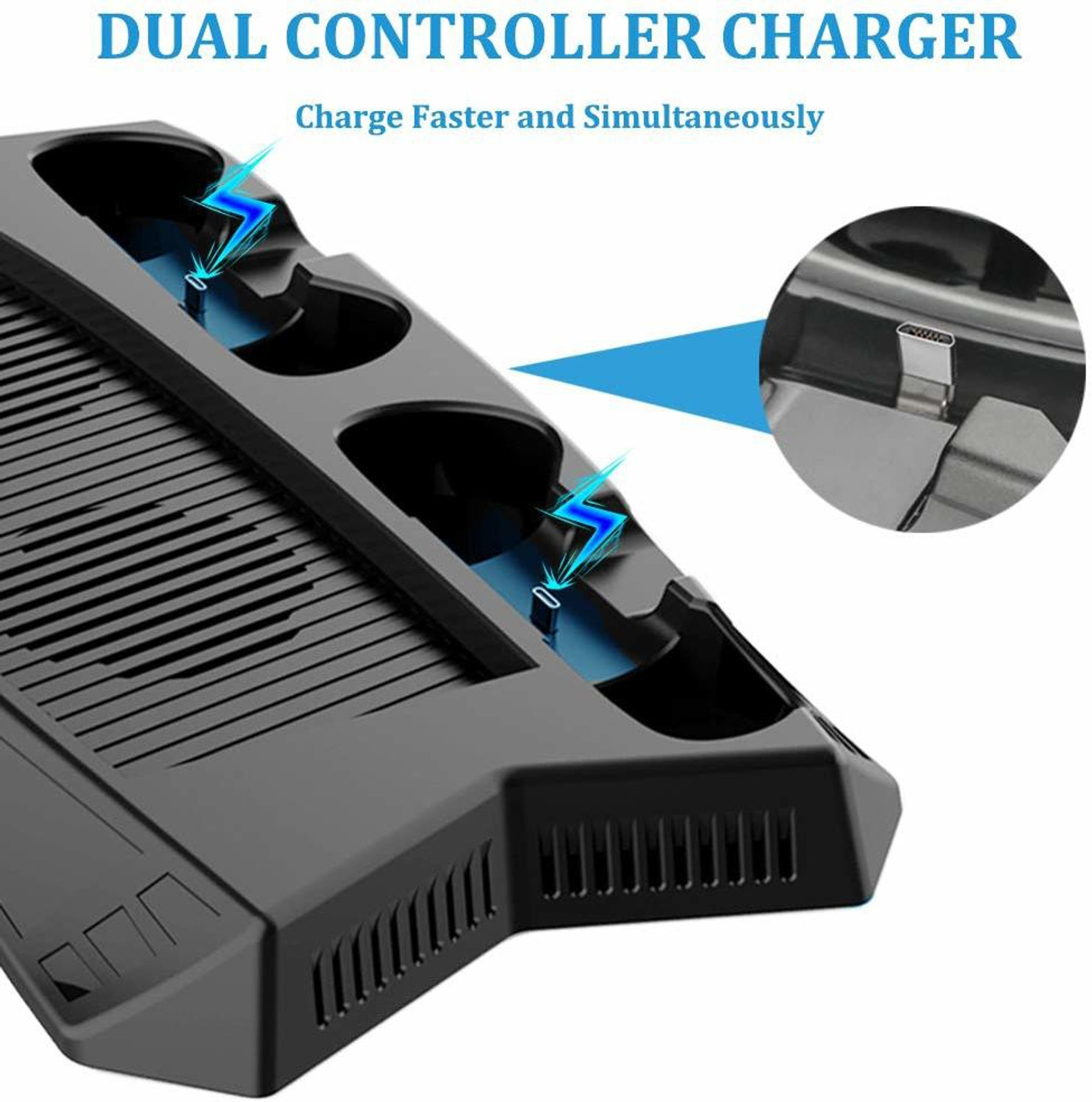 Image of Etzin Charging Stand with Cooling Fan for PS5 Ultra HD Console and PS5 Digital Edition Charging Station