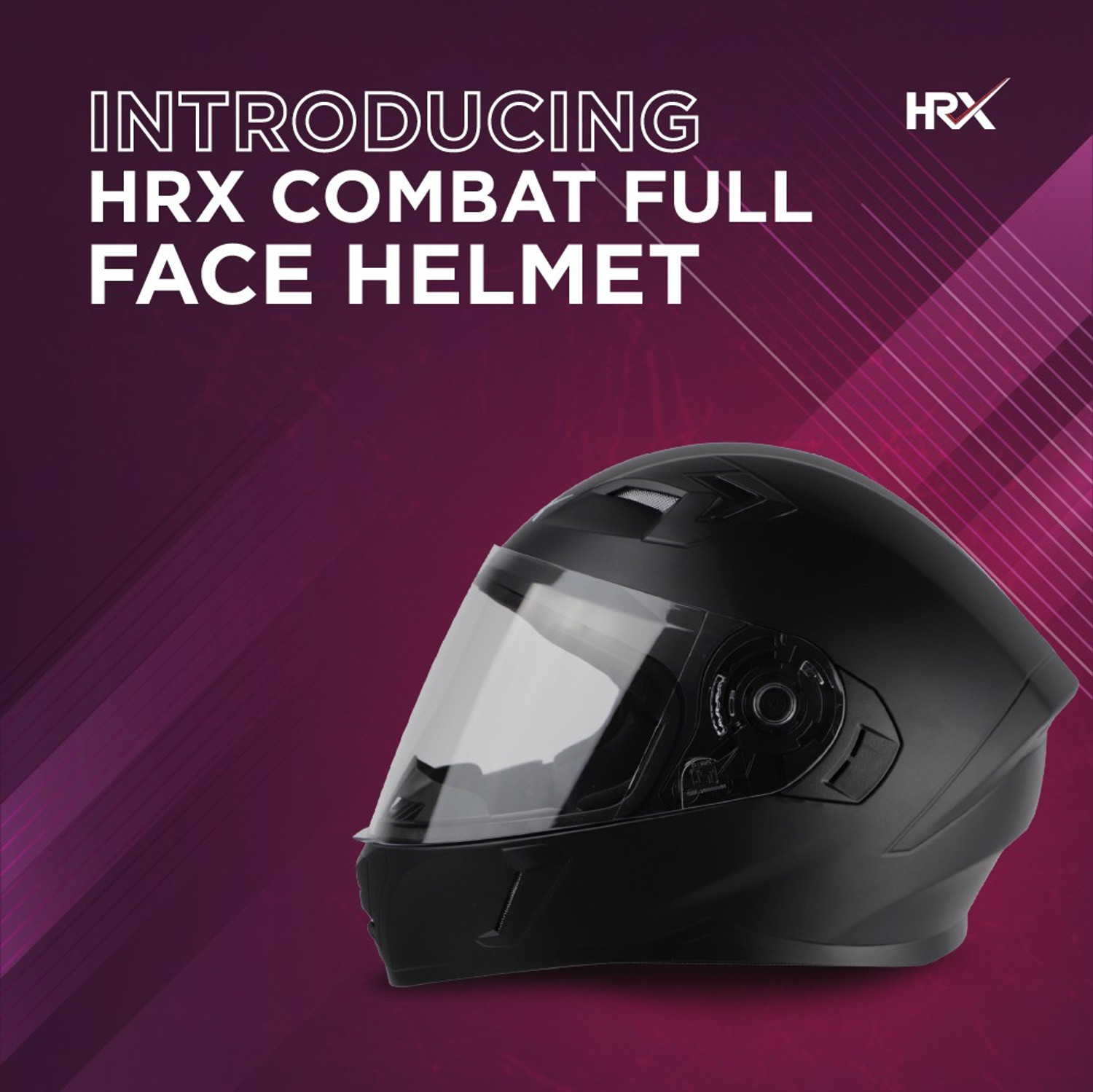 Image of HRX COMBAT Full Face Clear Visor Air ventilated ISI Marked Motorbike Helmet