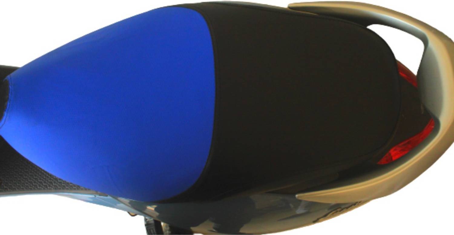 blackjackseats Premium Quality Seat Cover For Yamaha Fascino Blue & Black Single Bike Seat Cover For Yamaha Fascino