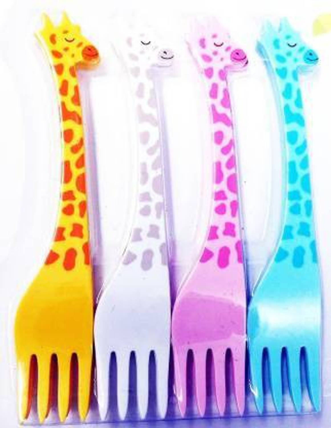 BONBURY Giraffe Party Forks spoon Reusable Multicolour Plastic Fruit Fork, Disposable Plastic Serving Fork Set