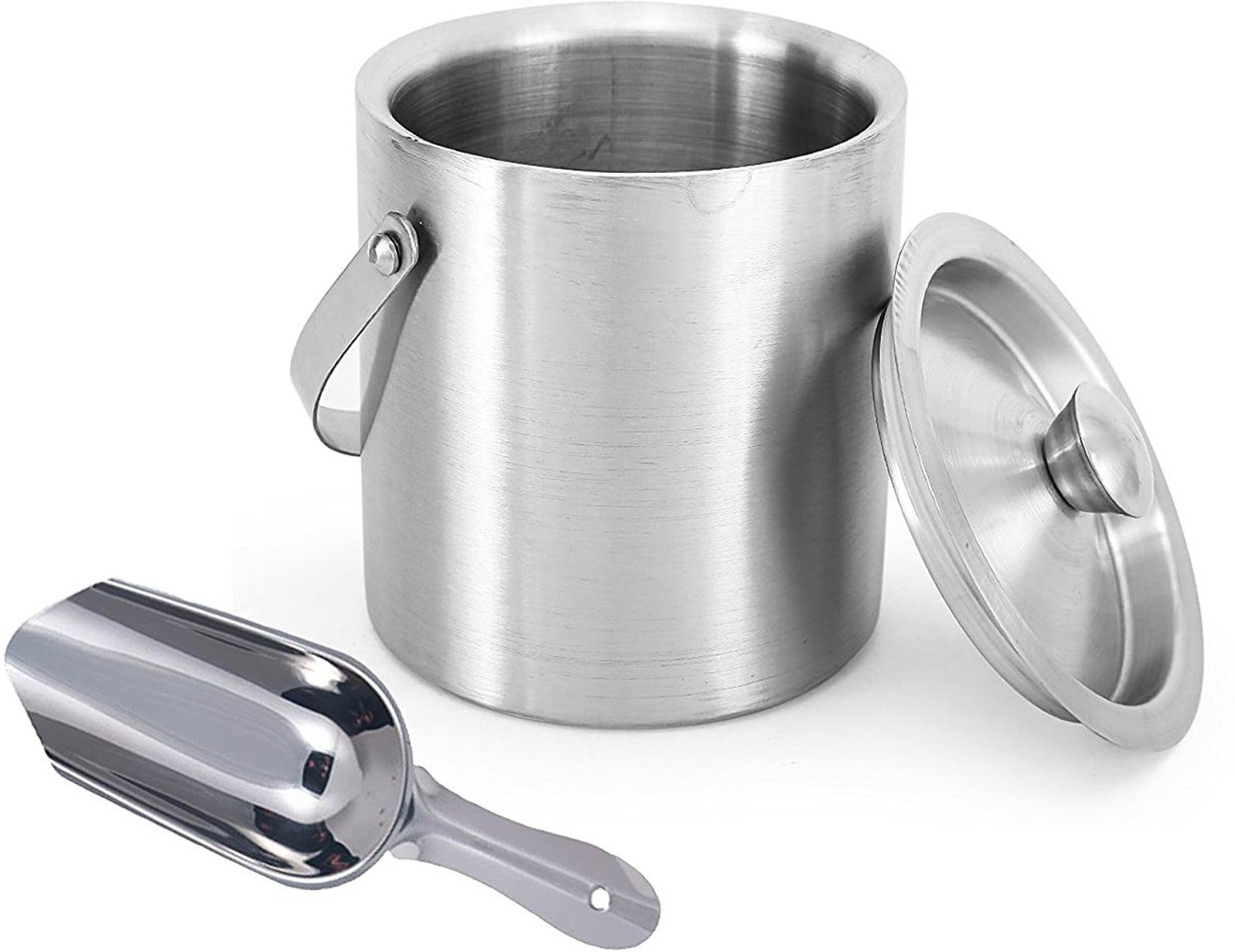 Image of finality 1.5 L Steel Stainless Steel Ice Bucket With Scoop Silver Ice Bucket
