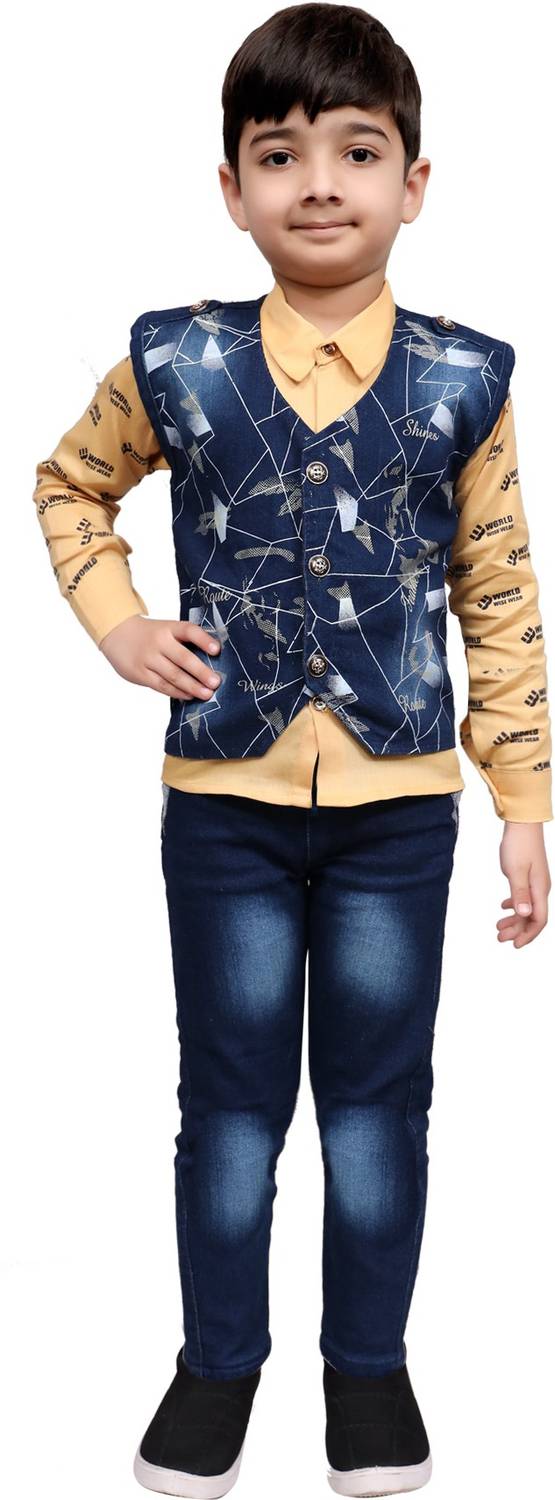 world wise wear Boys Party(Festive) Waistcoat Shirt, Jacket