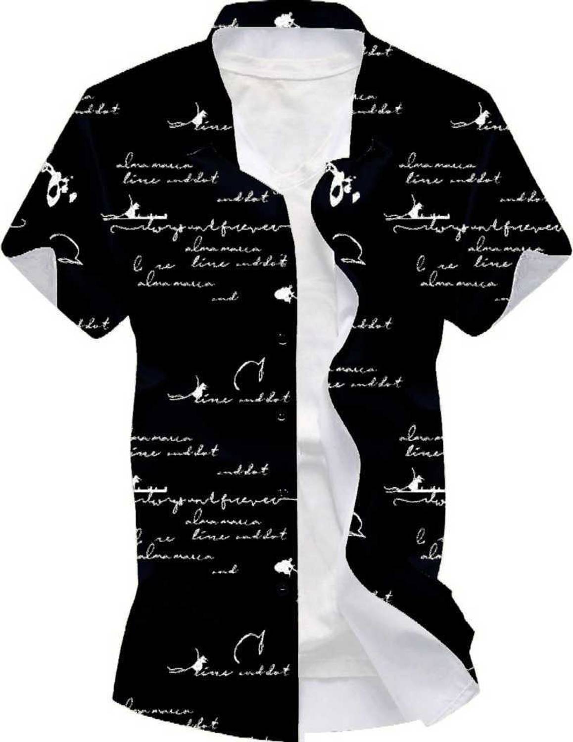 SEVENTEENSTITCH Men Printed Casual Black, White Shirt