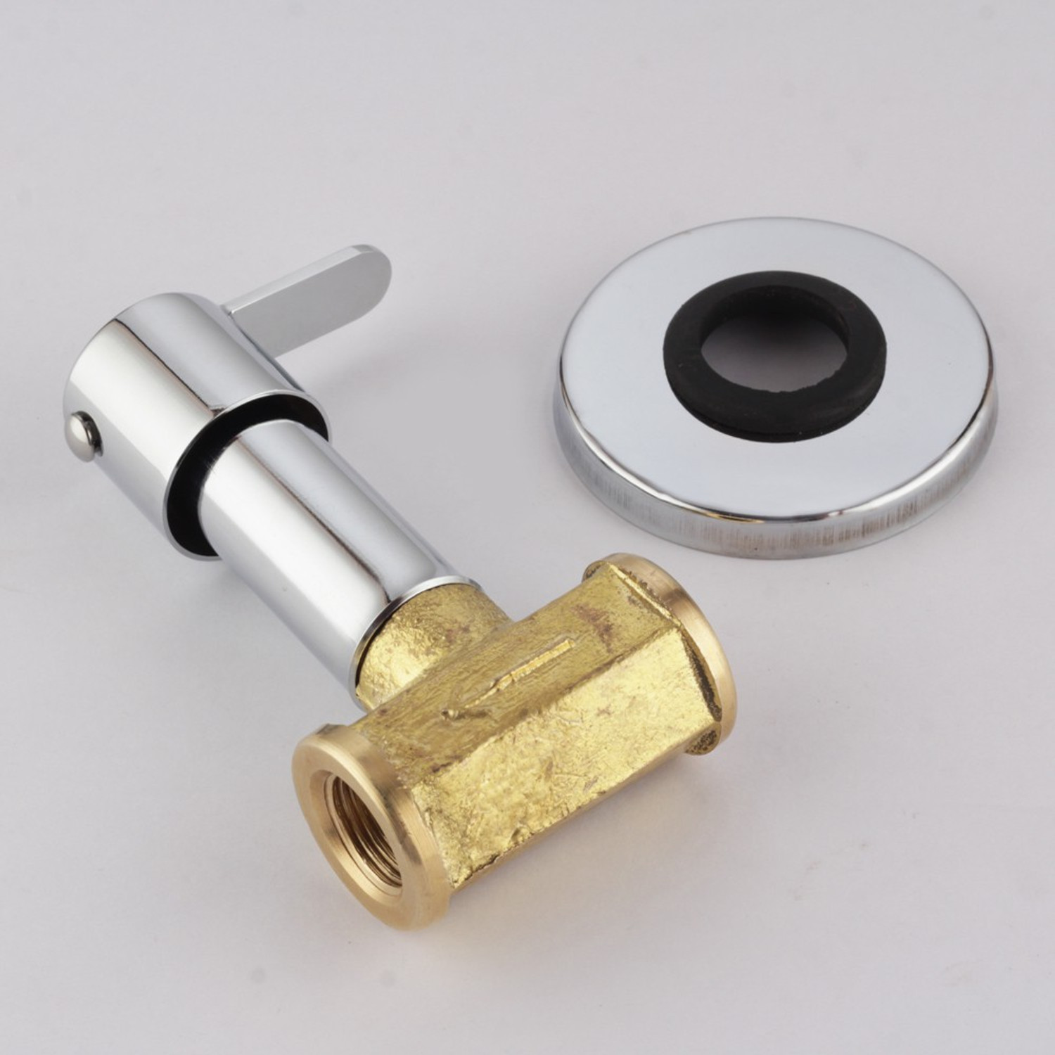 Image of Spazio Chrome Fusion Brass 15 MM (1 /2 Inch) Concealed Stop Cock With Flange, Pack Of 1 Stop Valve Faucet