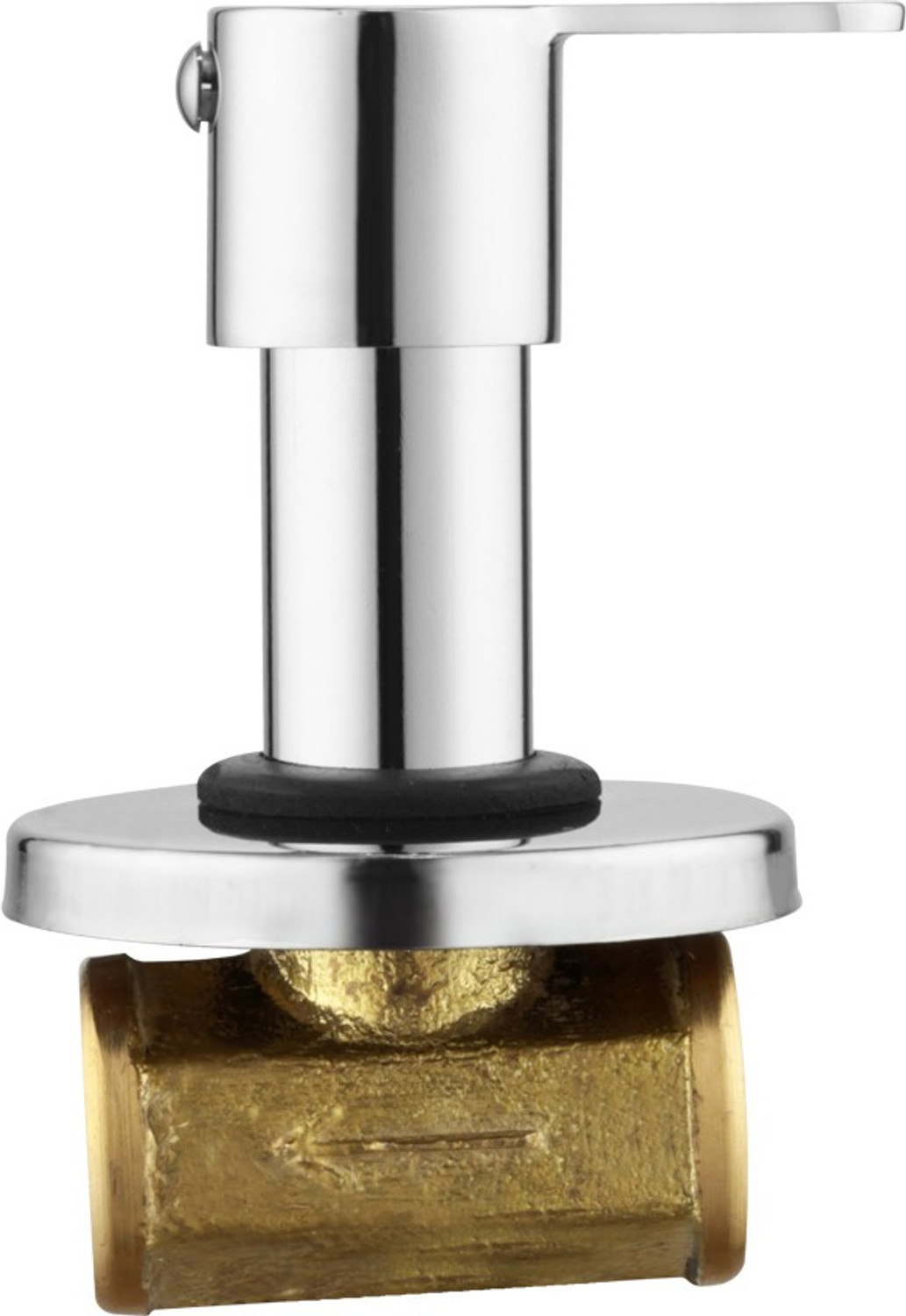 Image of Spazio Chrome Fusion Brass 15 MM (1 /2 Inch) Concealed Stop Cock With Flange, Pack Of 1 Stop Valve Faucet