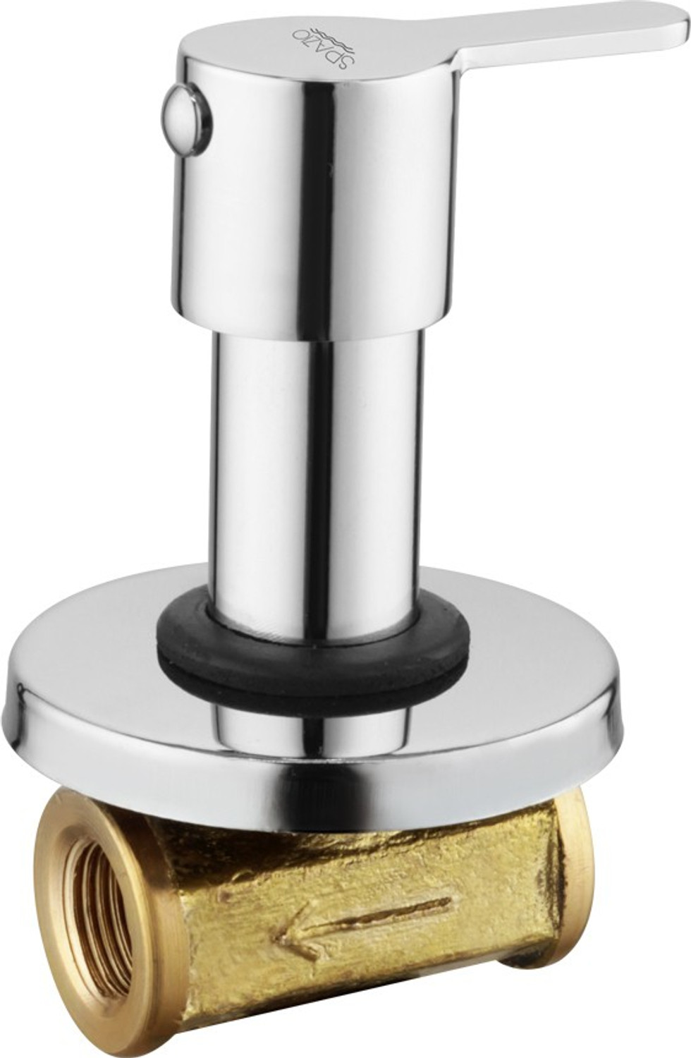 Image of Spazio Chrome Fusion Brass 15 MM (1 /2 Inch) Concealed Stop Cock With Flange, Pack Of 1 Stop Valve Faucet