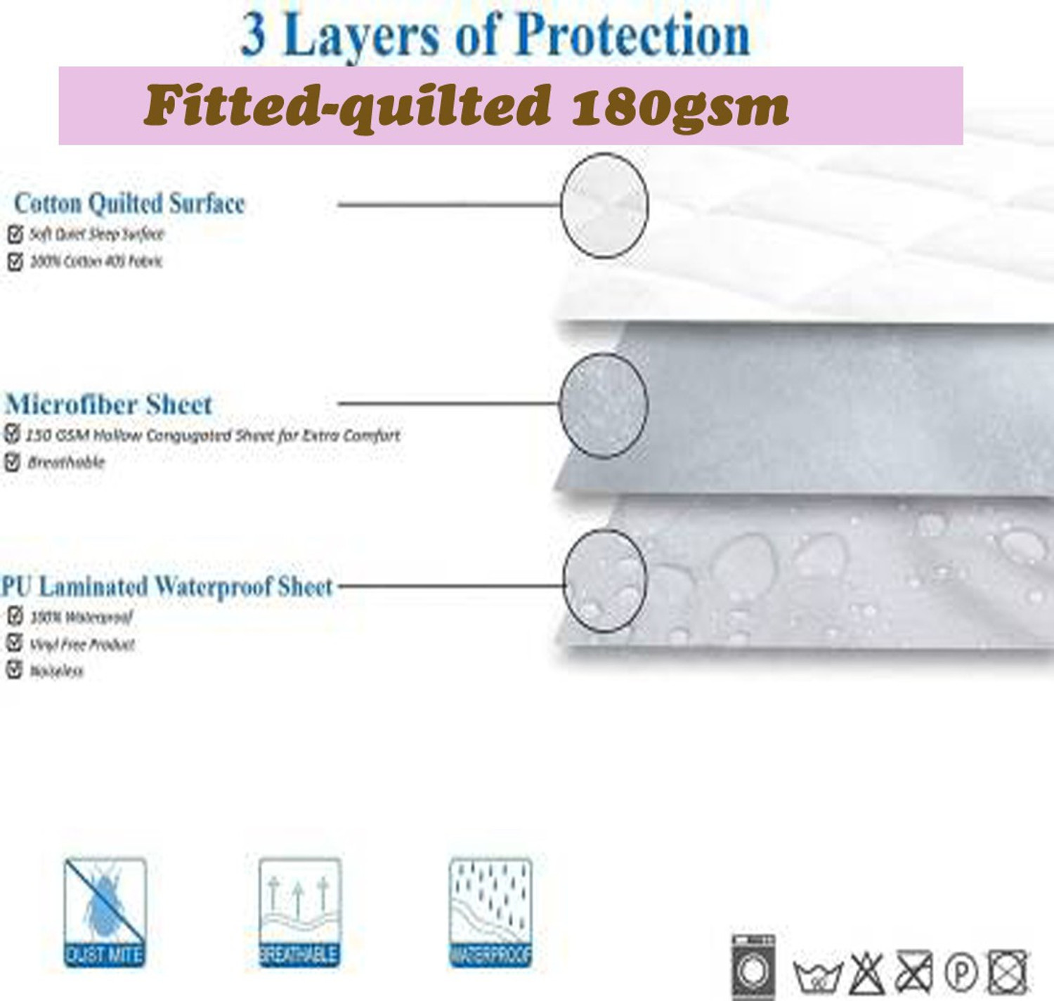 Image of CRAZY WORLD King, Double Size Fitted Nylon, Polyster Breathable, Stretchable, Waterproof Mattress Cover