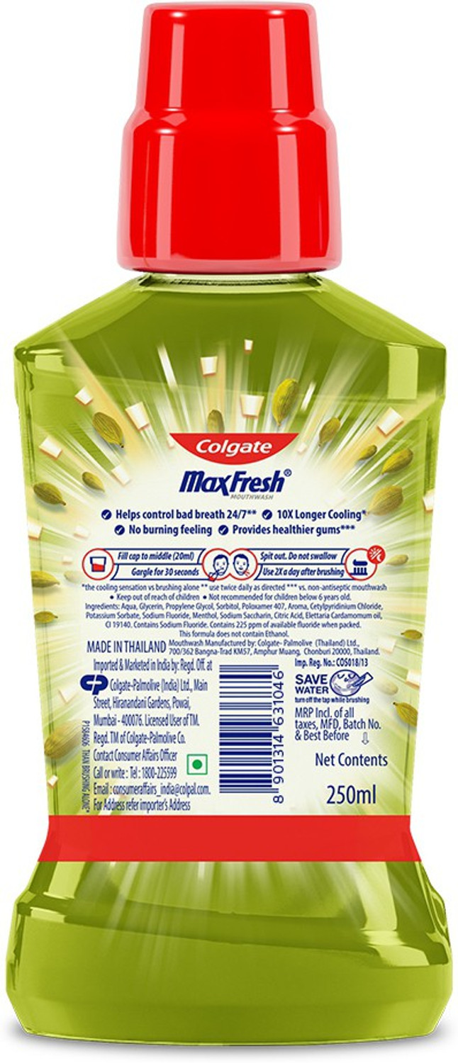Image of Colgate Maxfresh Plax Mouthwash - Elaichi, 750ml (250ml x 3) (Buy 2 Get 1) - Elaichi