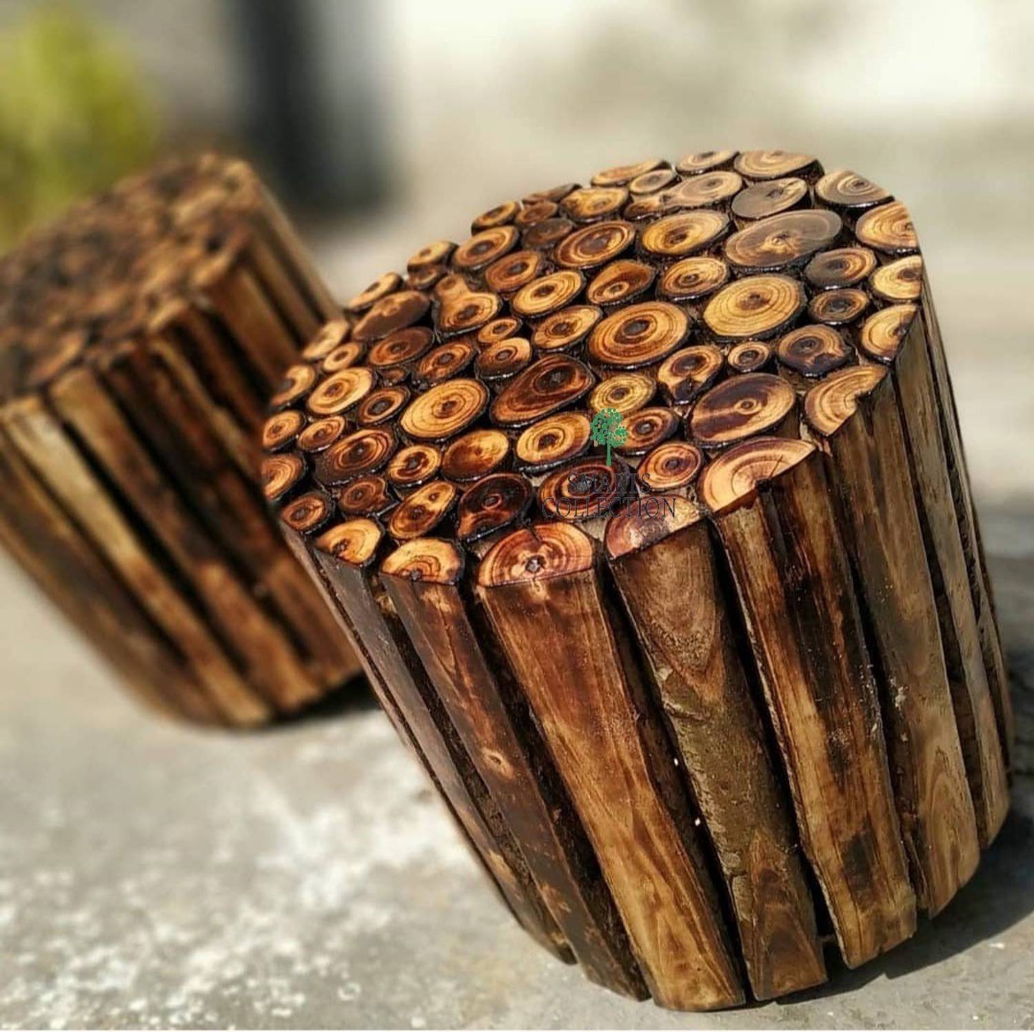 Smarts collection Antique Style Wooden Handcrafted Round Shape St