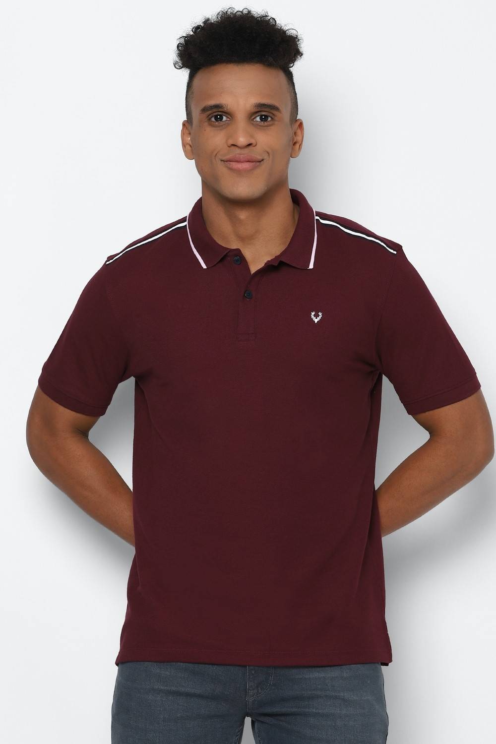 Allen Solly Solid Men Polo Neck Maroon T-Shirt