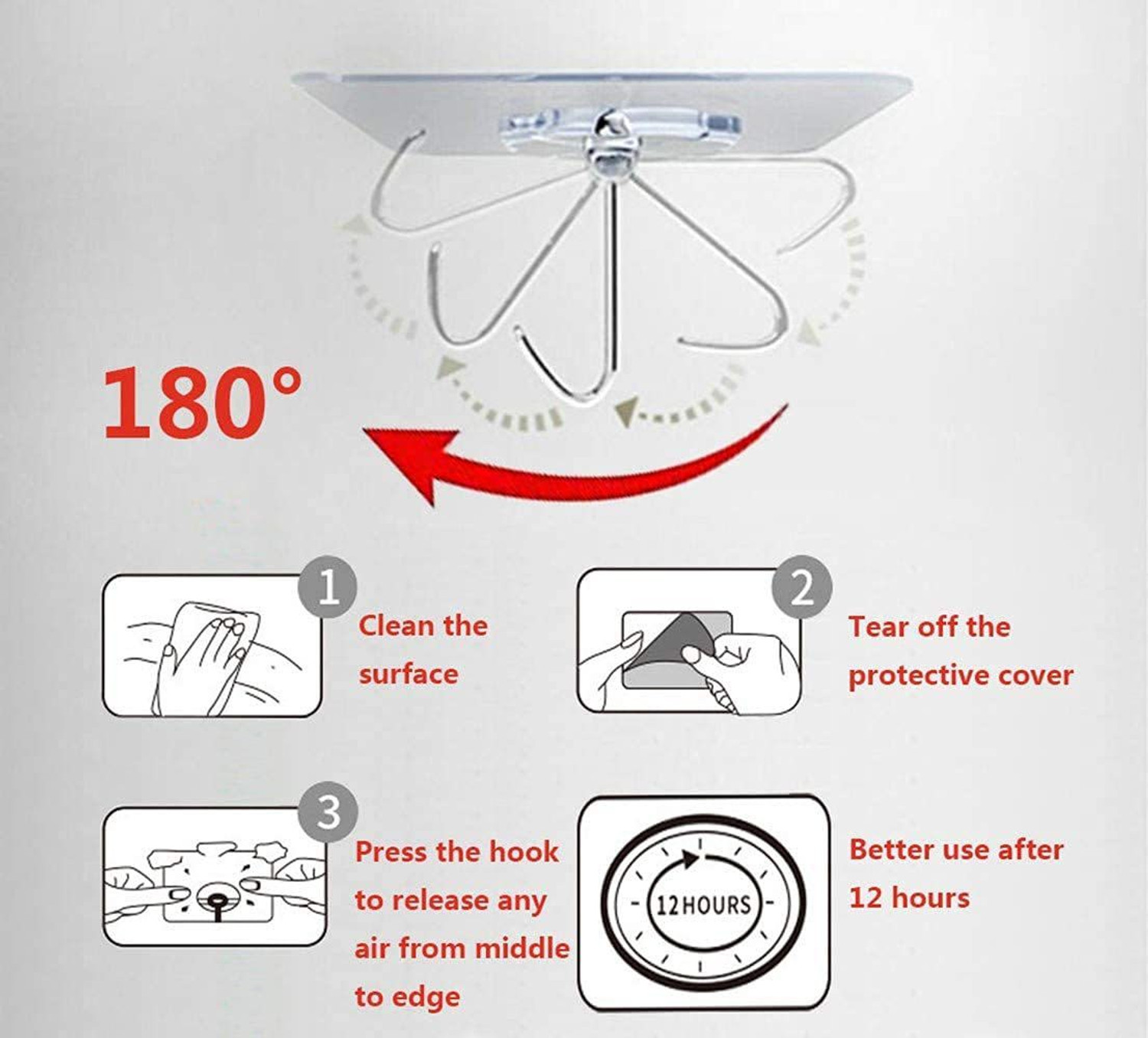 Image of RAVARIYA Set of 15 Adhesive Hooks for Wall Heavy Duty Self Adhesive Wall Hooks Hook 15