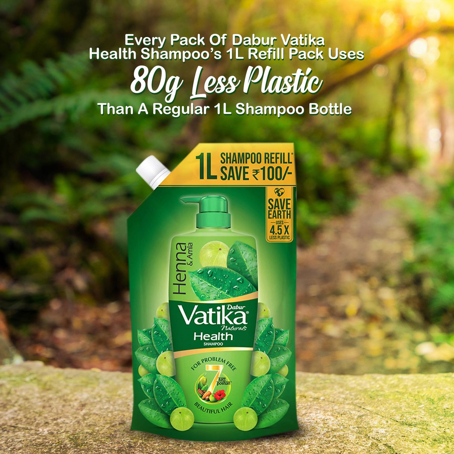 DABUR VATIKA Health Shampoo Refill Pouch | With 7 natural ingredi... more