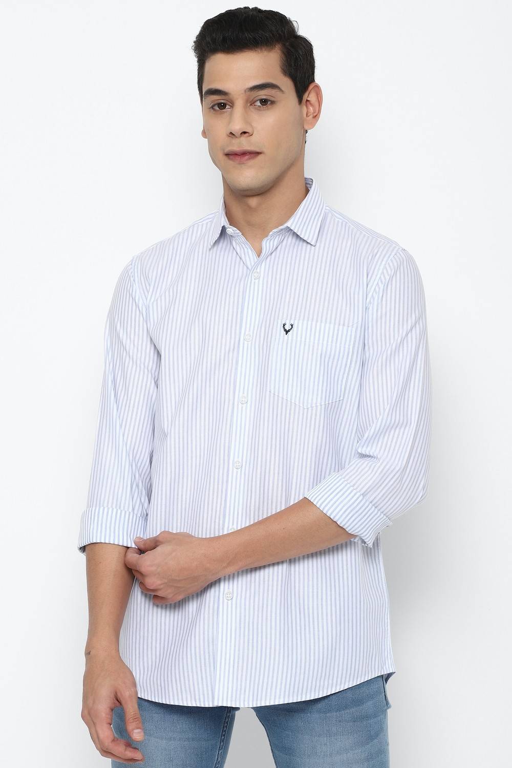 Allen Solly Men Striped Casual Blue Shirt