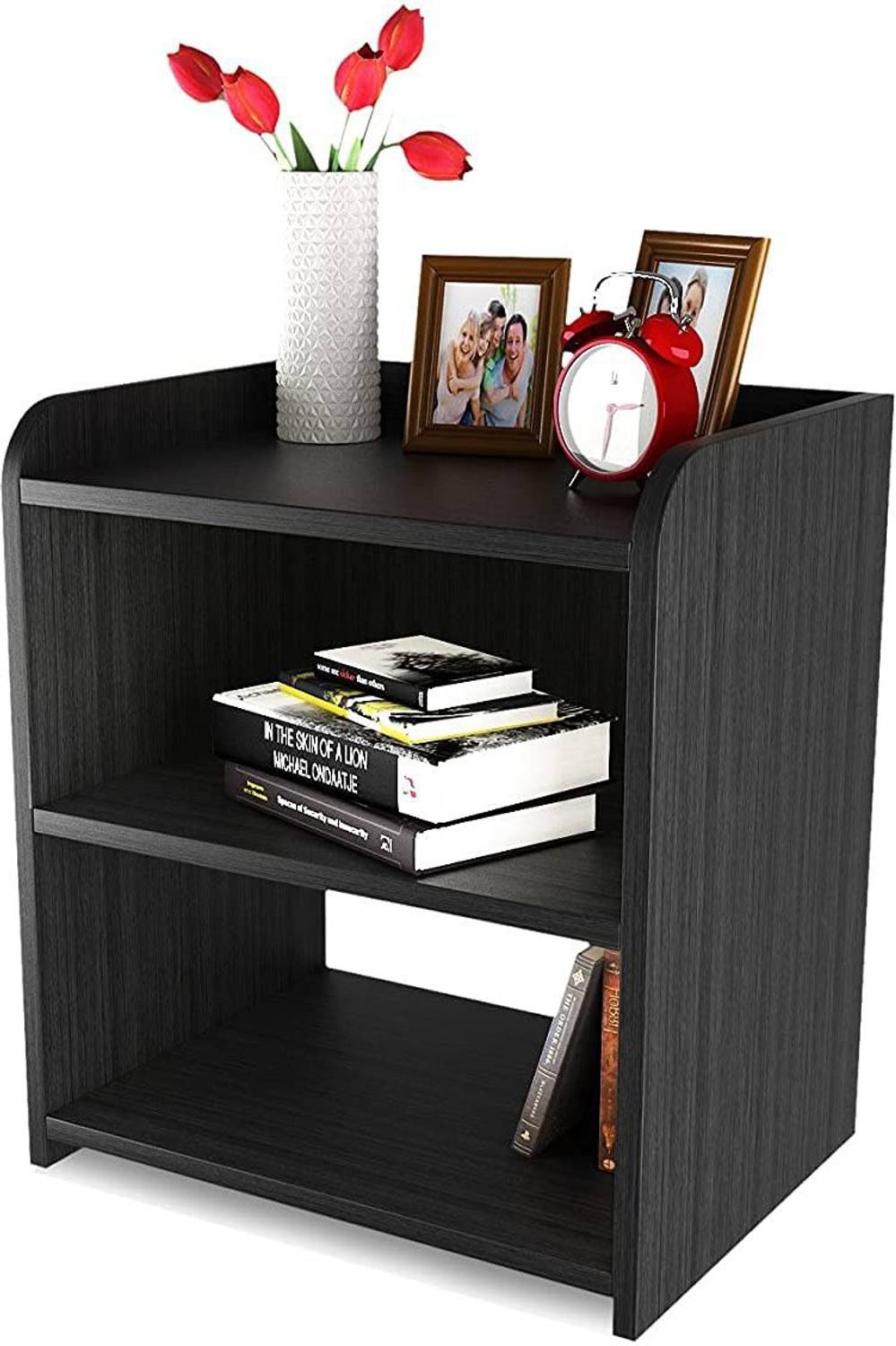WOOD MINE Engineered Wood Bedside Table (Finish Color - BLACK, DI